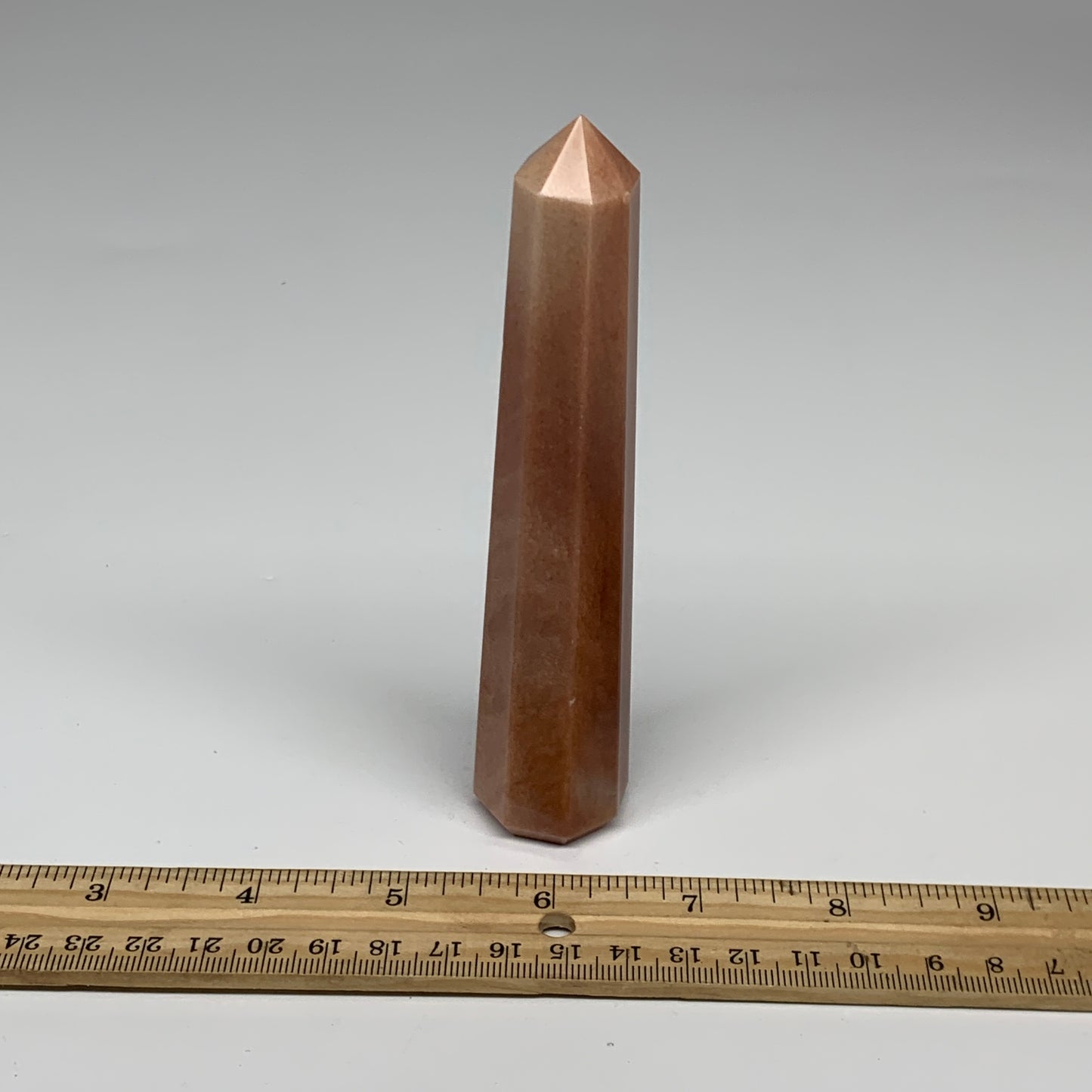 144.5g, 5.3"x1"x1" Red Aventurine Tower Obelisk Point Crystal @India,B31096