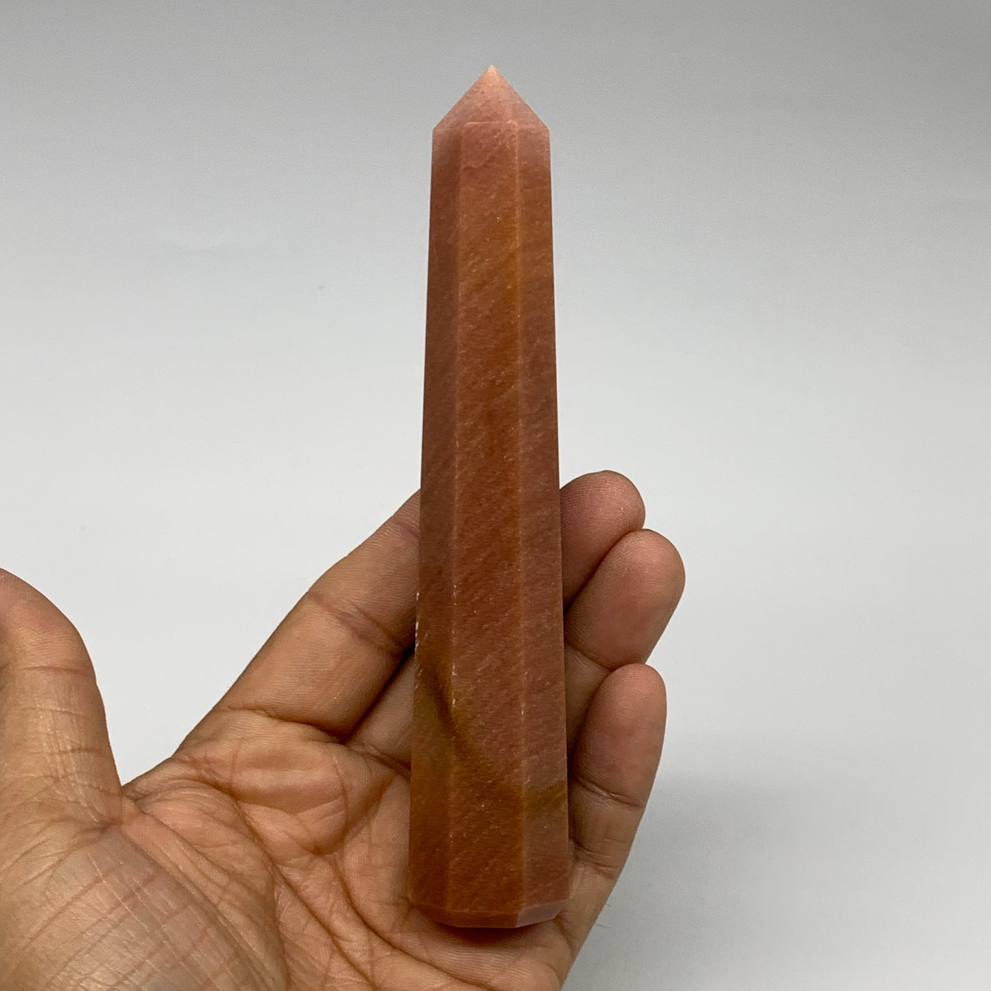 146.7g, 5.4"x1"x1" Red Aventurine Tower Obelisk Point Crystal @India,B31097