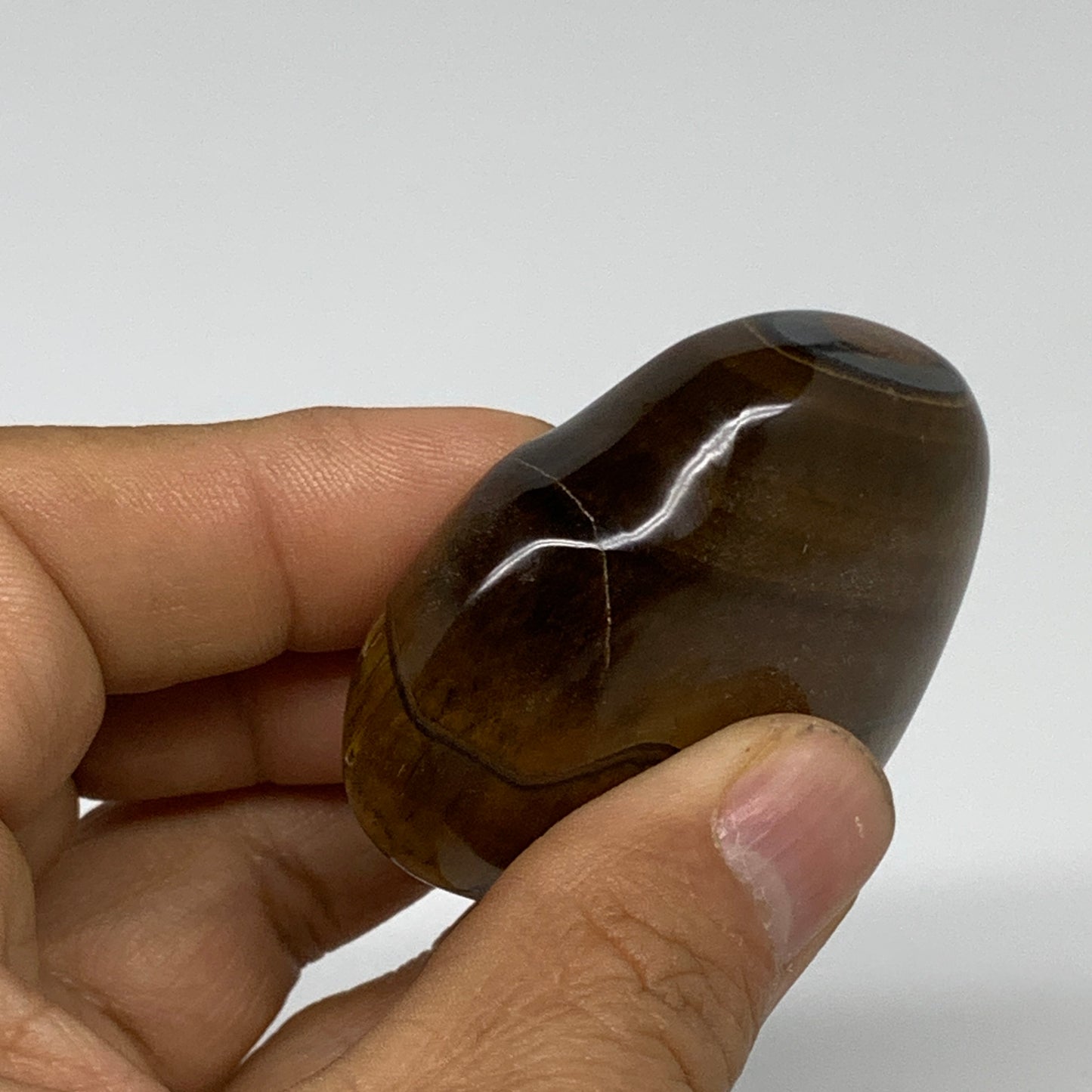 74.2g, 2"x2.1"x0.7", Tiger's Eye Heart Polished Healing Crystal @India, B33901