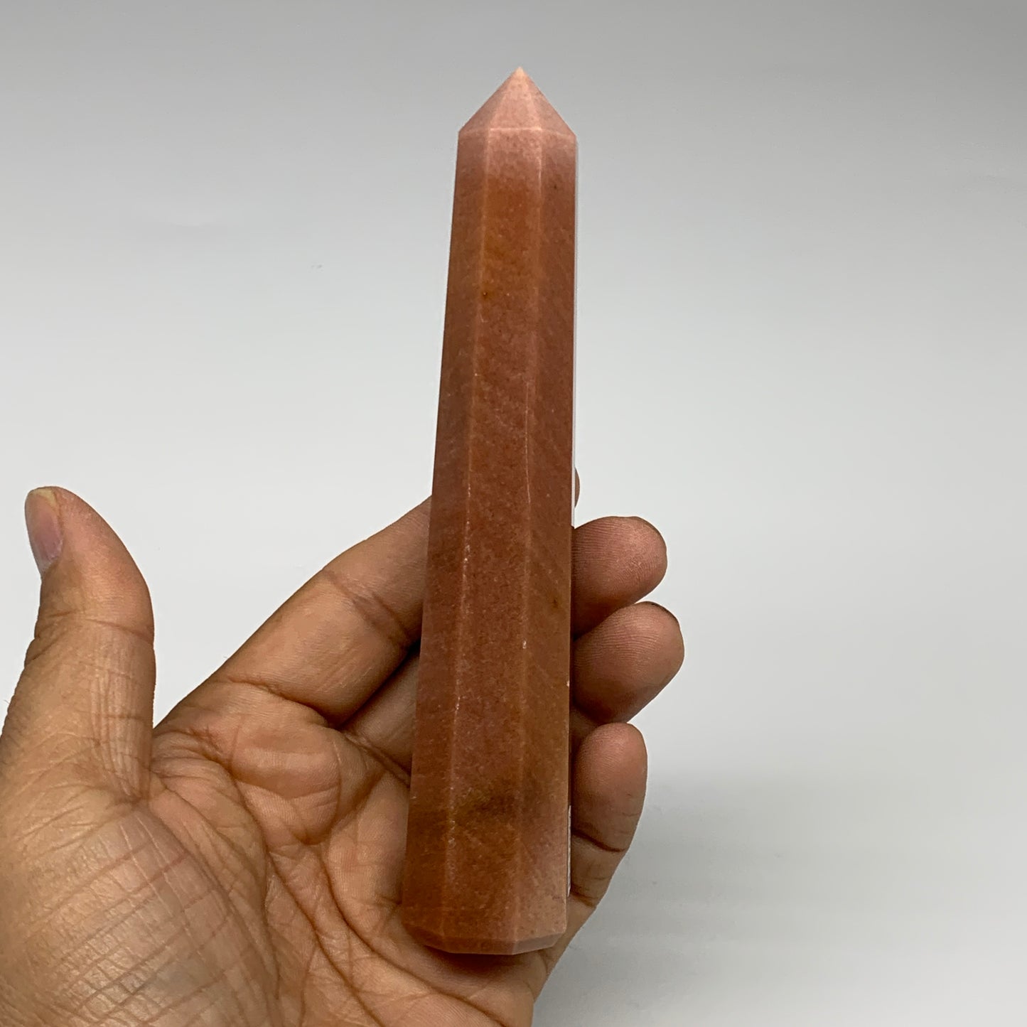 146.7g, 5.4"x1"x1" Red Aventurine Tower Obelisk Point Crystal @India,B31097