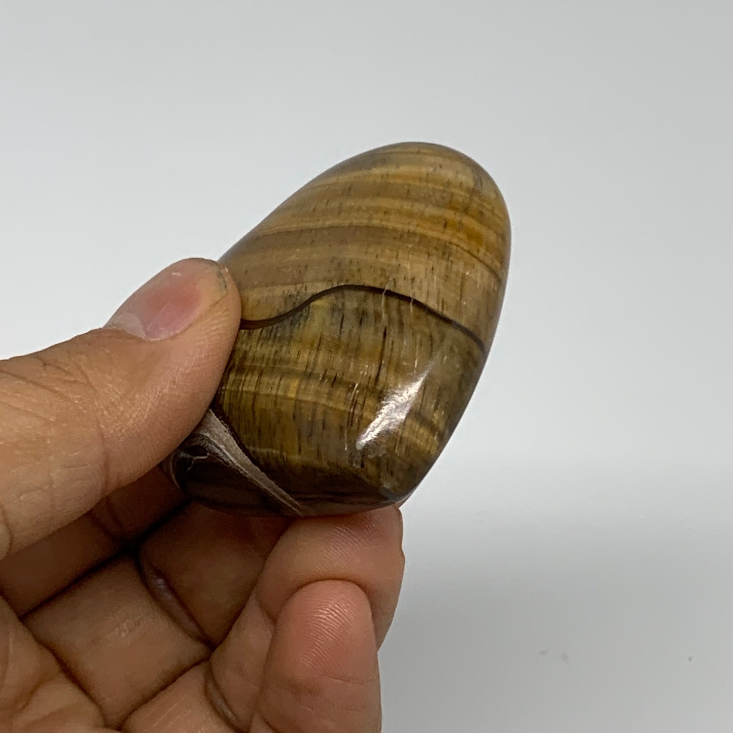 74.2g, 2"x2.1"x0.7", Tiger's Eye Heart Polished Healing Crystal @India, B33901