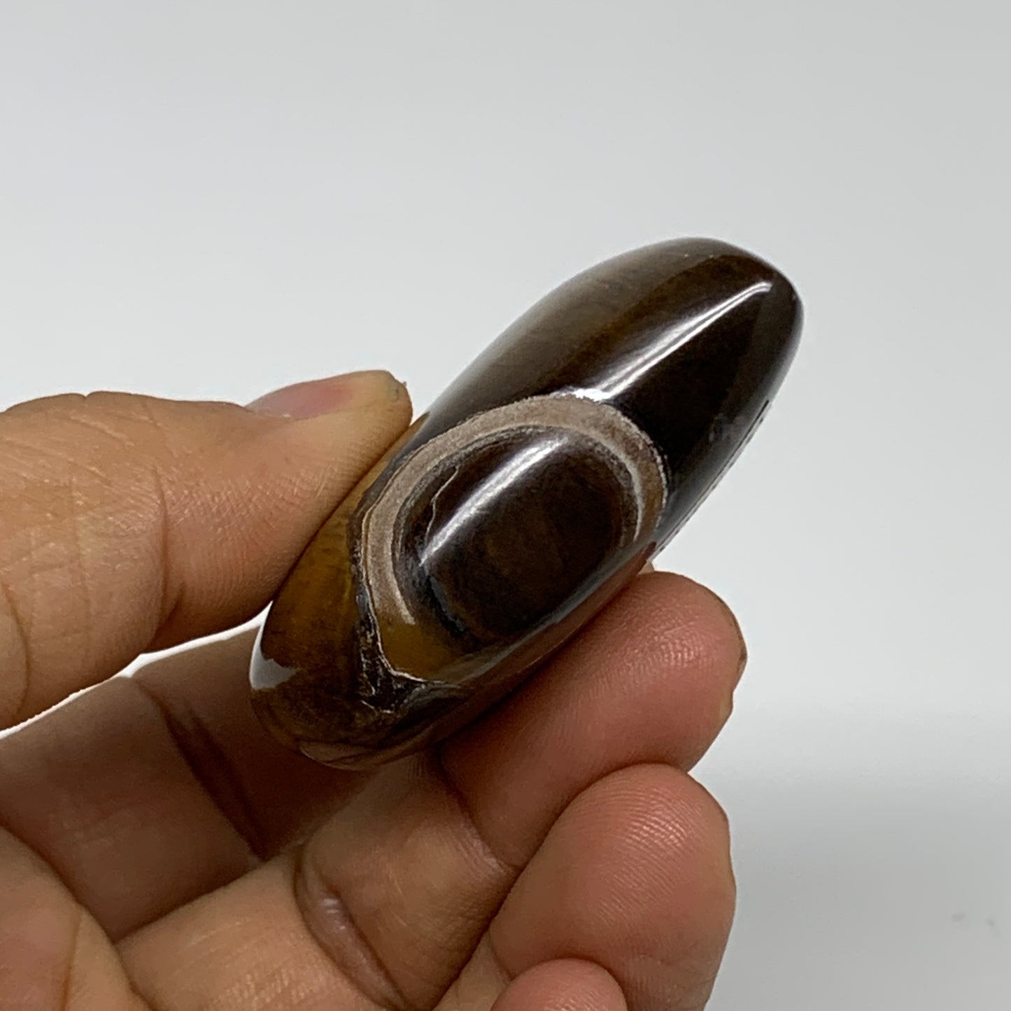 74.2g, 2"x2.1"x0.7", Tiger's Eye Heart Polished Healing Crystal @India, B33901