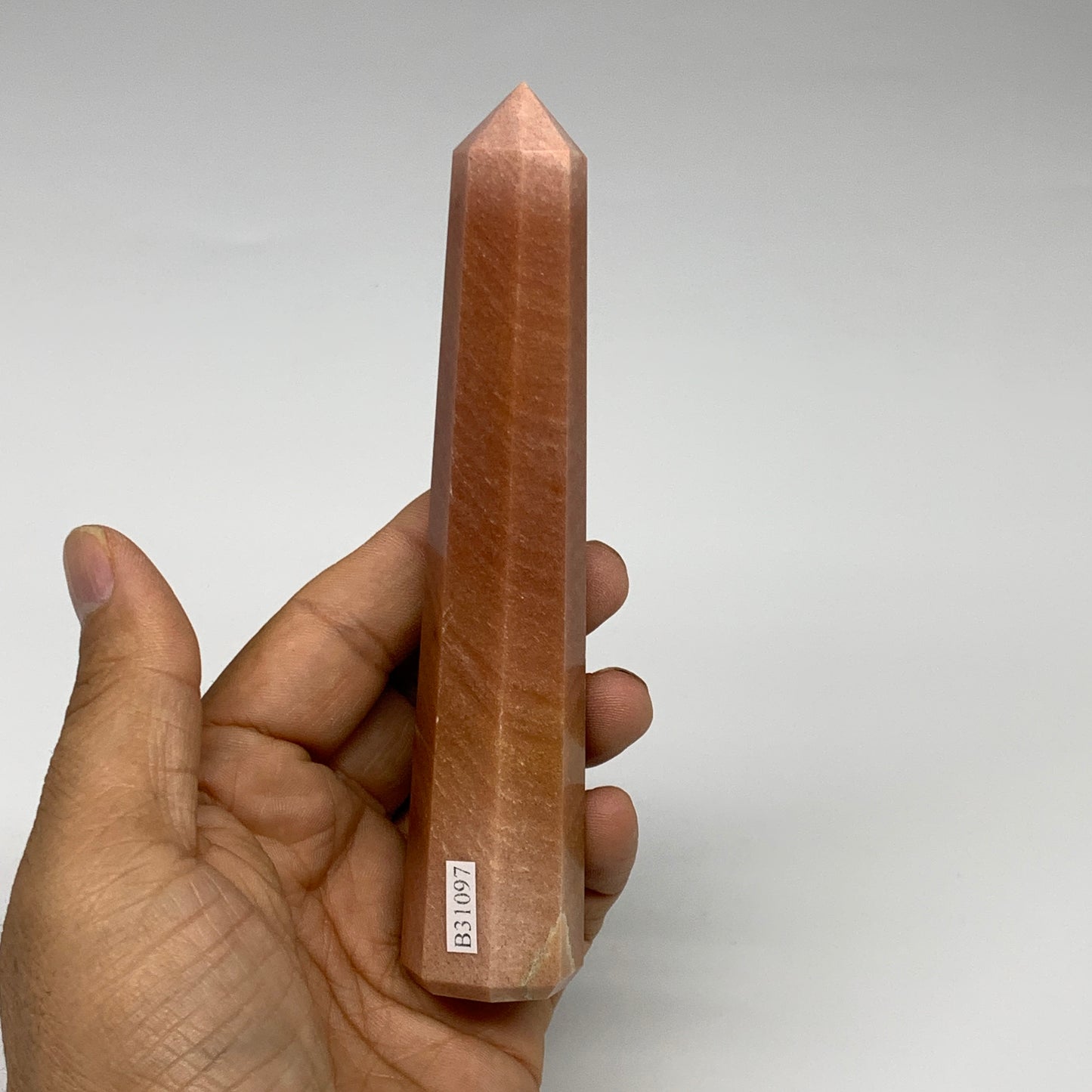 146.7g, 5.4"x1"x1" Red Aventurine Tower Obelisk Point Crystal @India,B31097