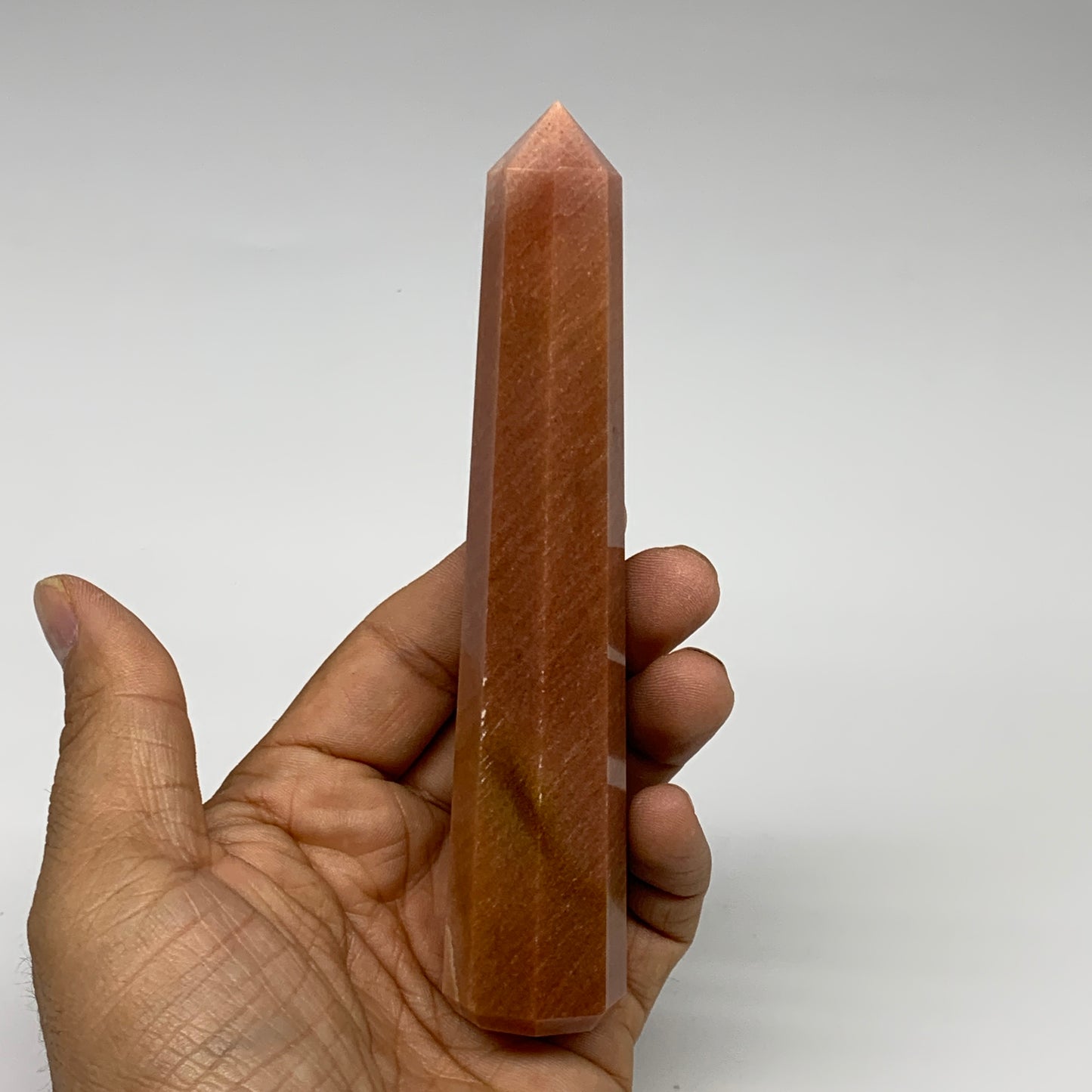 146.7g, 5.4"x1"x1" Red Aventurine Tower Obelisk Point Crystal @India,B31097