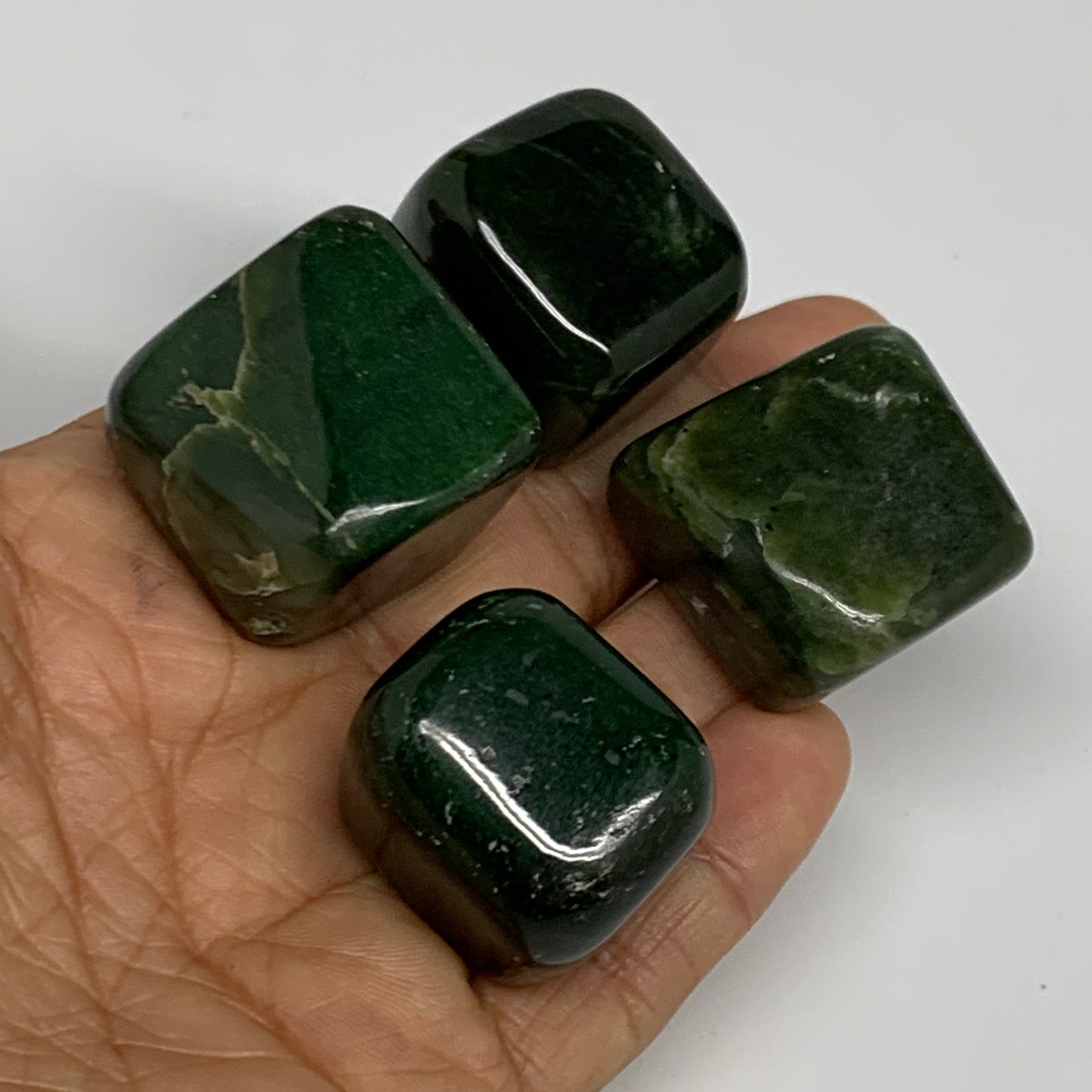 164.8g, 1"-1.1", 4pcs, Natural Nephrite Jade Tumbled Stone @Afghanistan,B31885