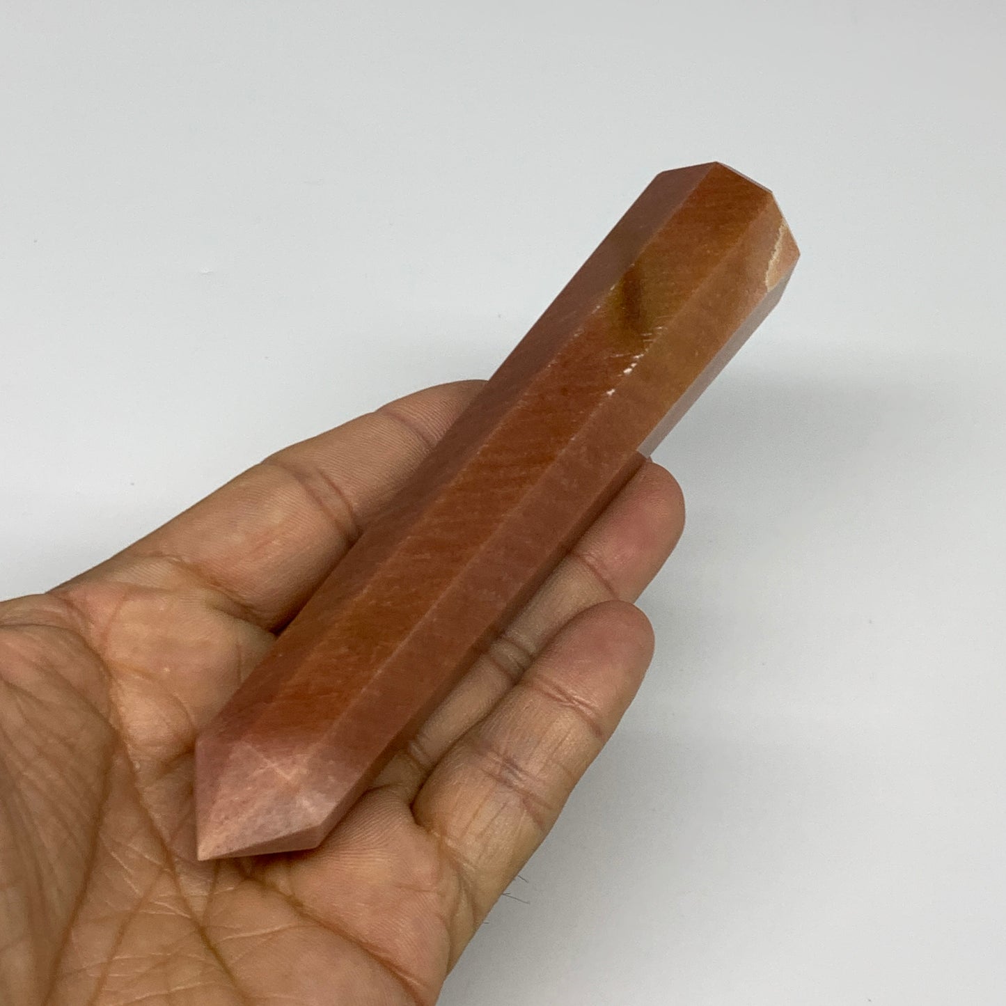 146.7g, 5.4"x1"x1" Red Aventurine Tower Obelisk Point Crystal @India,B31097
