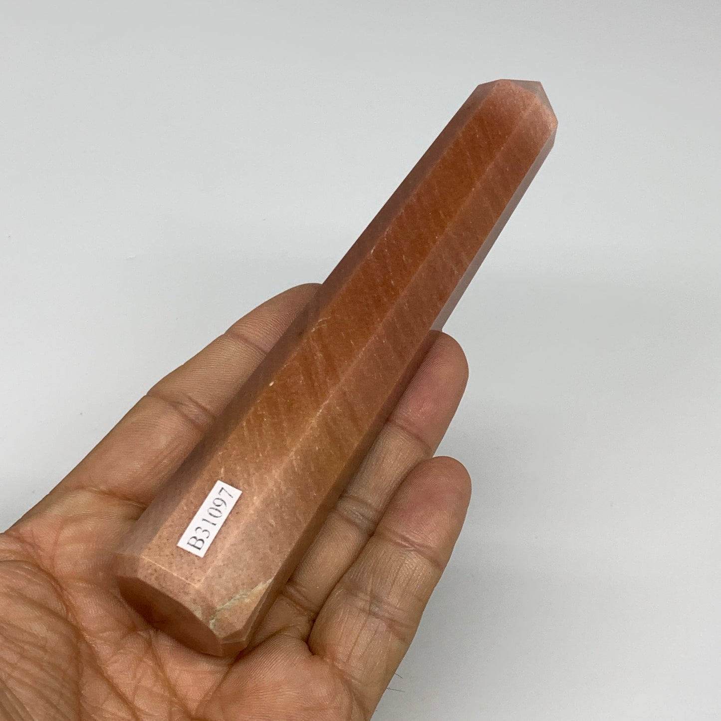 146.7g, 5.4"x1"x1" Red Aventurine Tower Obelisk Point Crystal @India,B31097