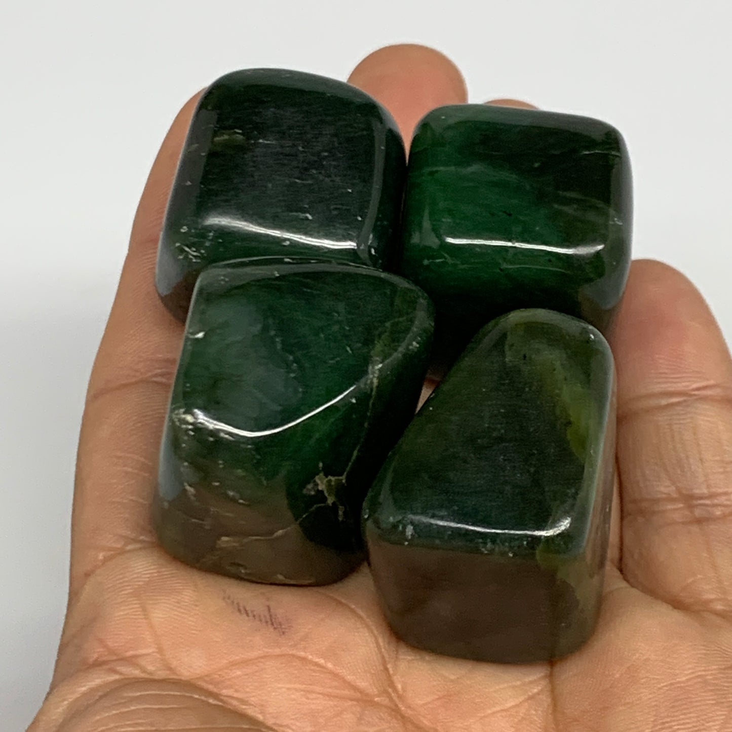 164.8g, 1"-1.1", 4pcs, Natural Nephrite Jade Tumbled Stone @Afghanistan,B31885