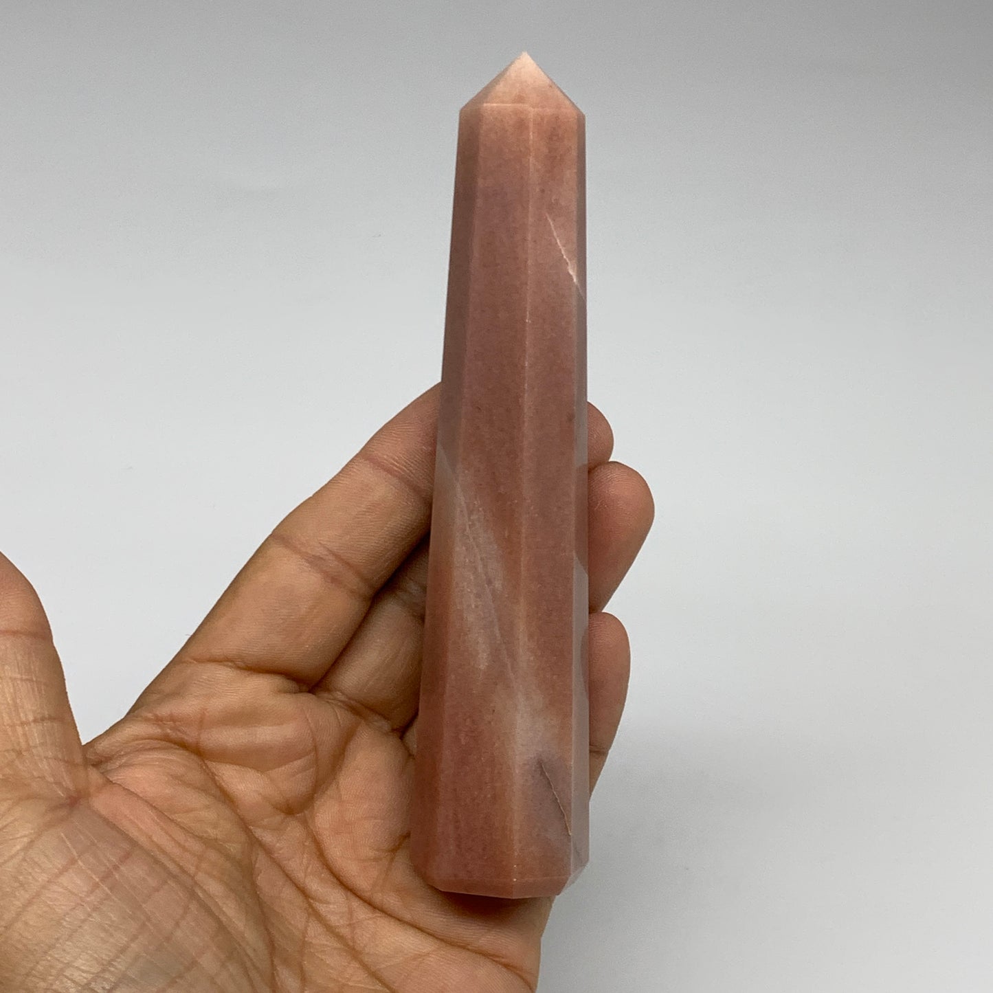 141.2g, 5.1"x1"x1" Red Aventurine Tower Obelisk Point Crystal @India,B31098