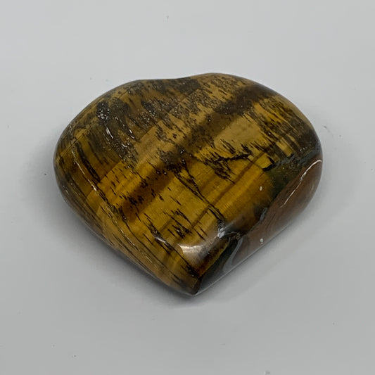 69.3g, 2"x2"x0.7", Tiger's Eye Heart Polished Healing Crystal @India, B33903