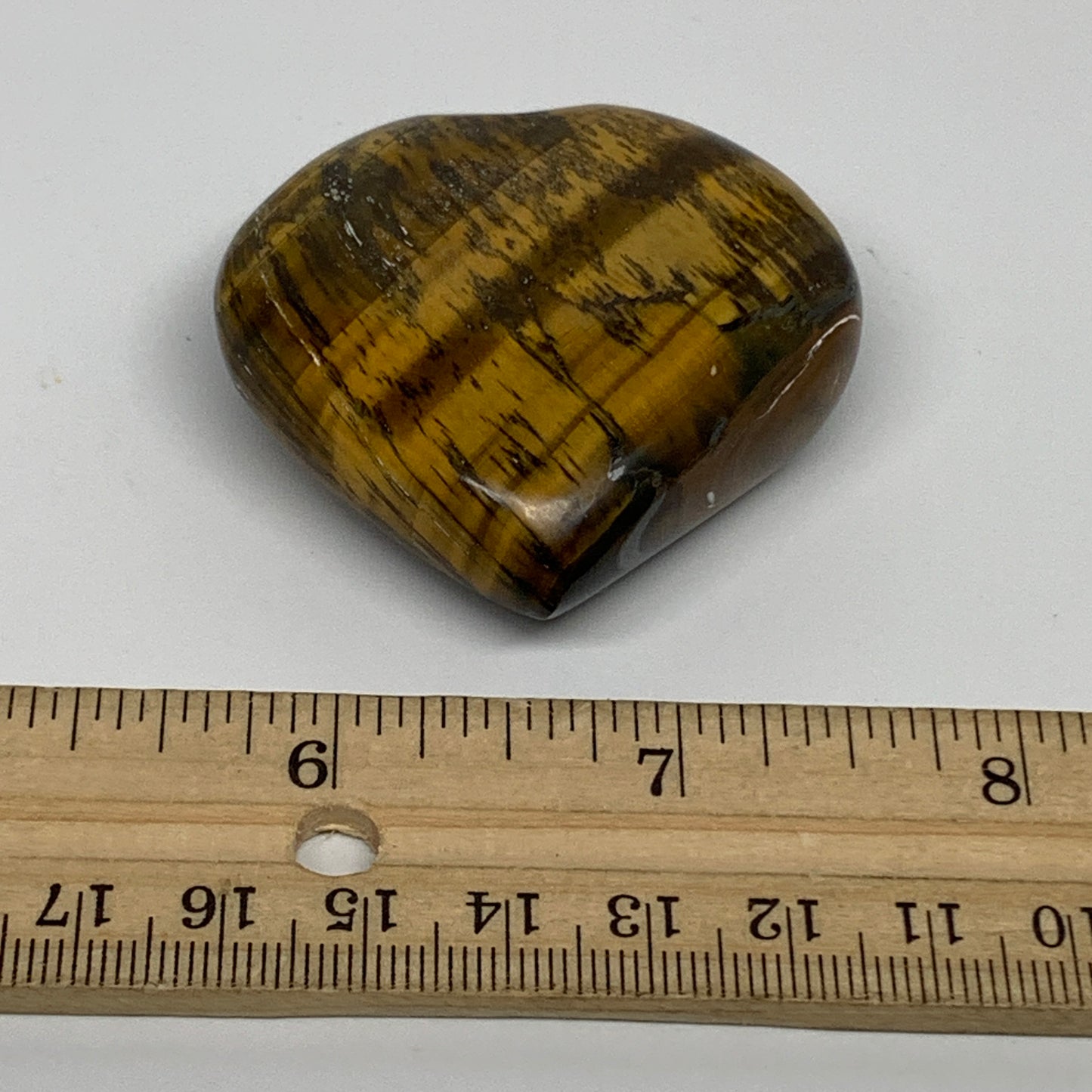 69.3g, 2"x2"x0.7", Tiger's Eye Heart Polished Healing Crystal @India, B33903