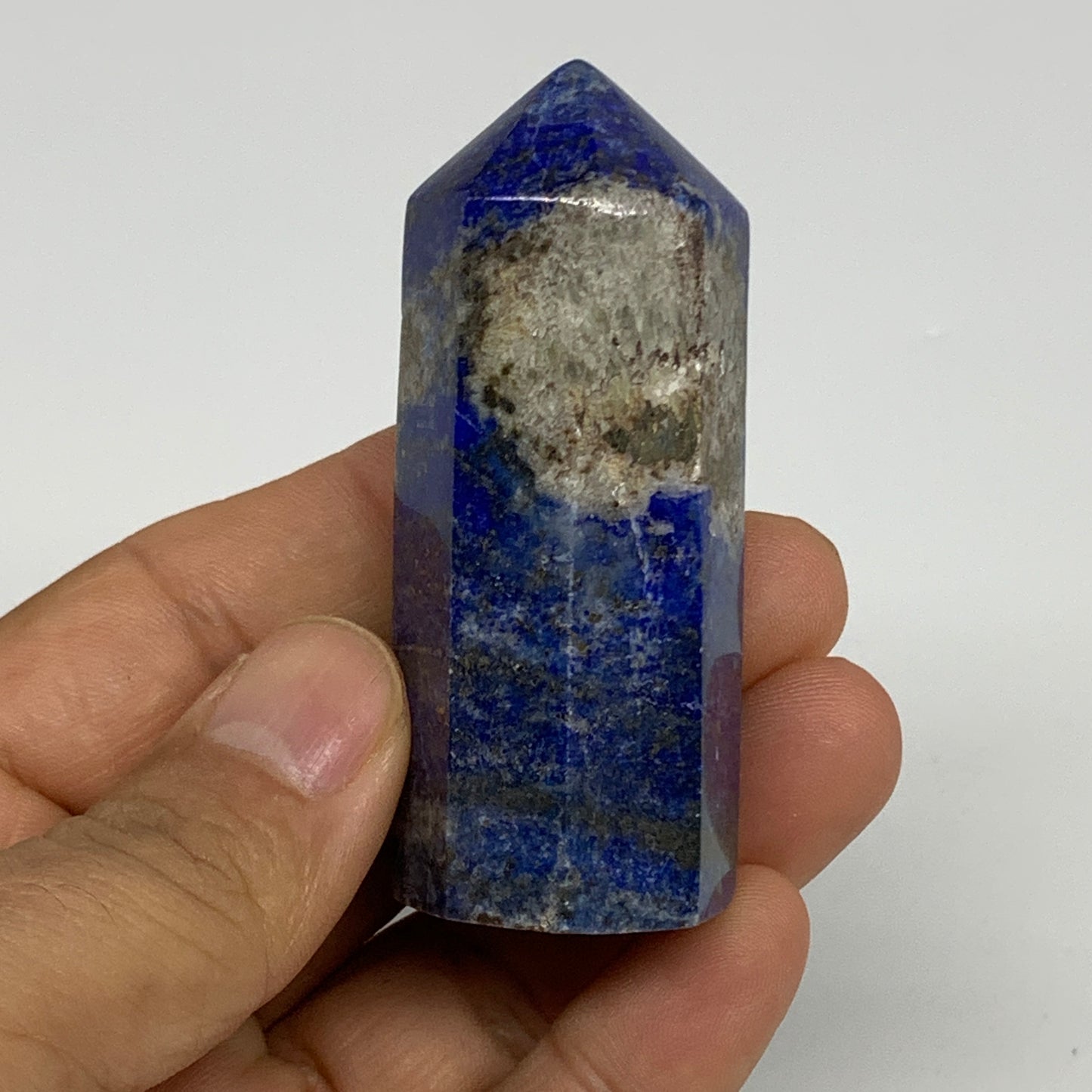 97.7g, 2.6"x1", Natural Lapis Lazuli Tower Point Obelisk Afghanistan,B30367
