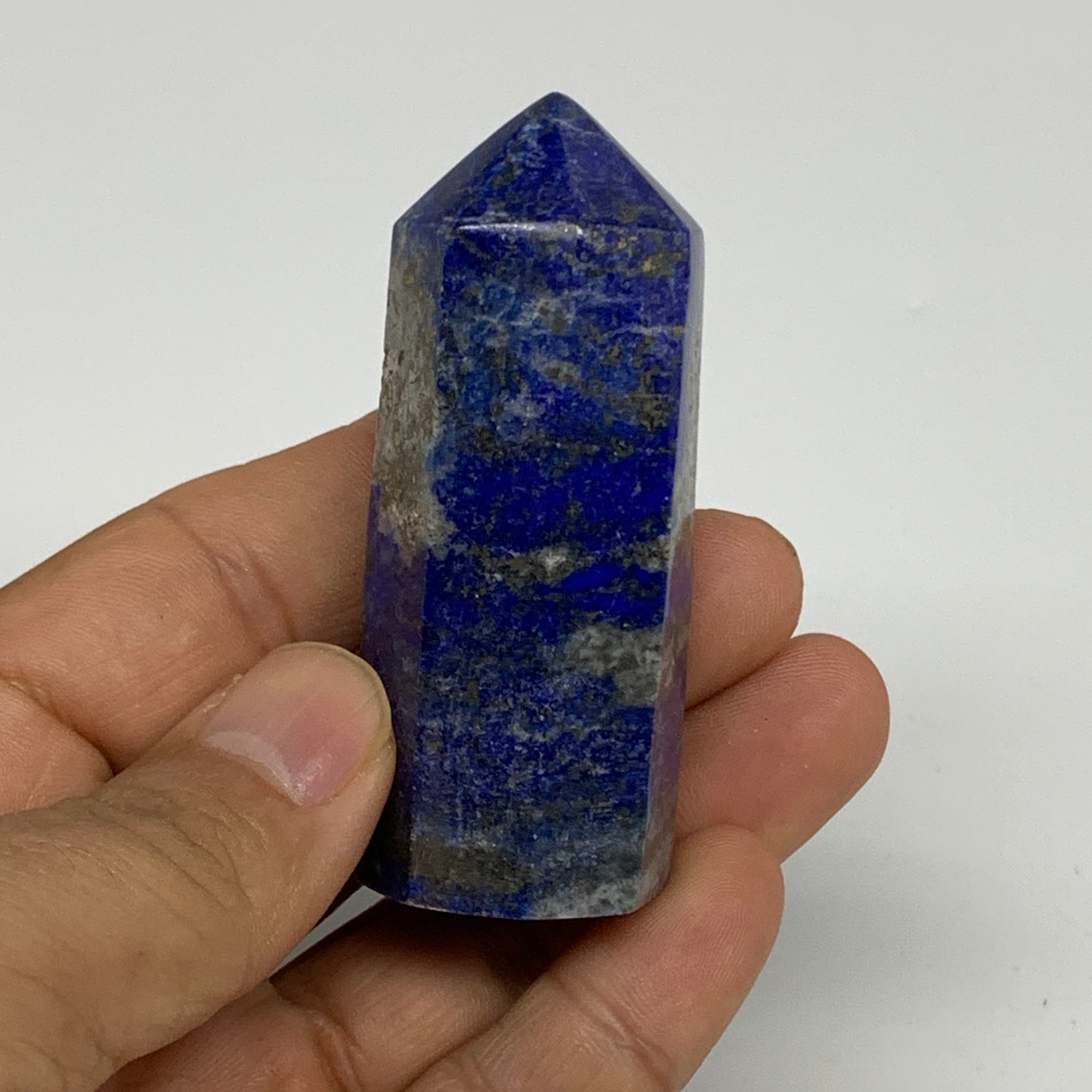 97.7g, 2.6"x1", Natural Lapis Lazuli Tower Point Obelisk Afghanistan,B30367