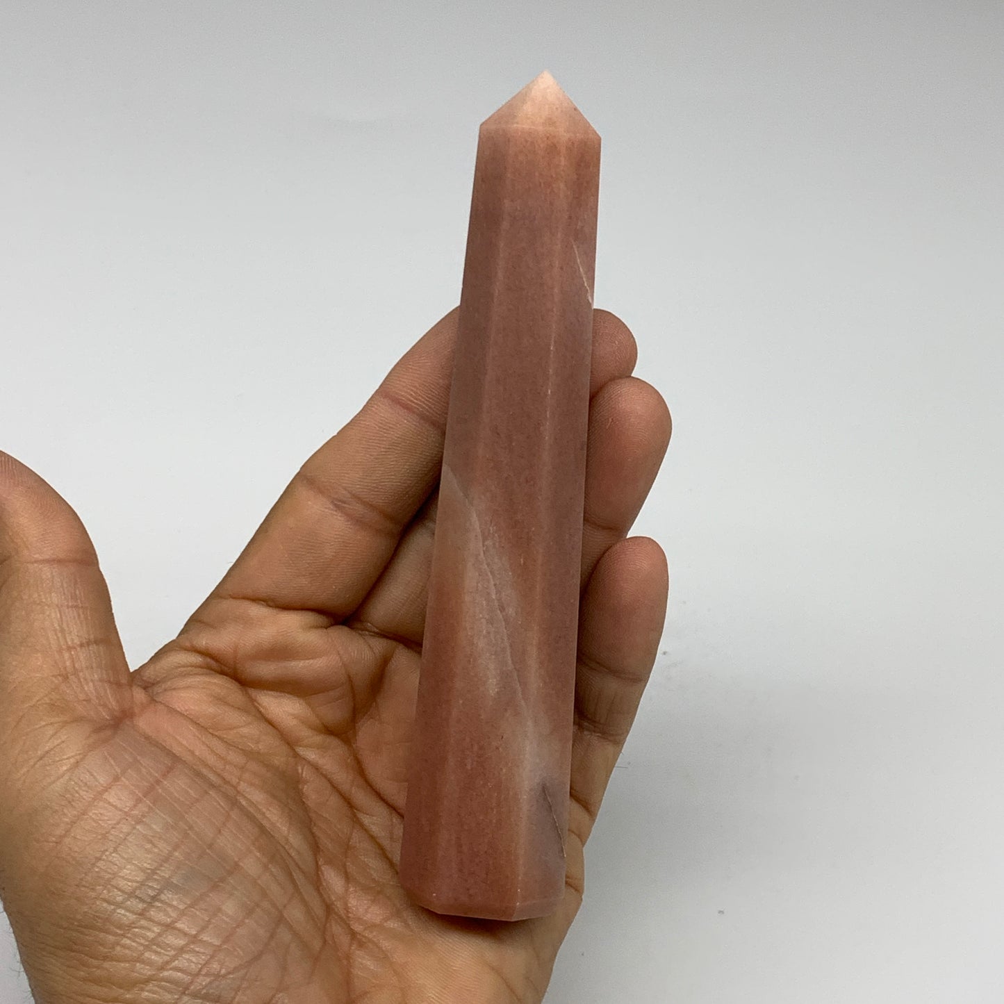 141.2g, 5.1"x1"x1" Red Aventurine Tower Obelisk Point Crystal @India,B31098