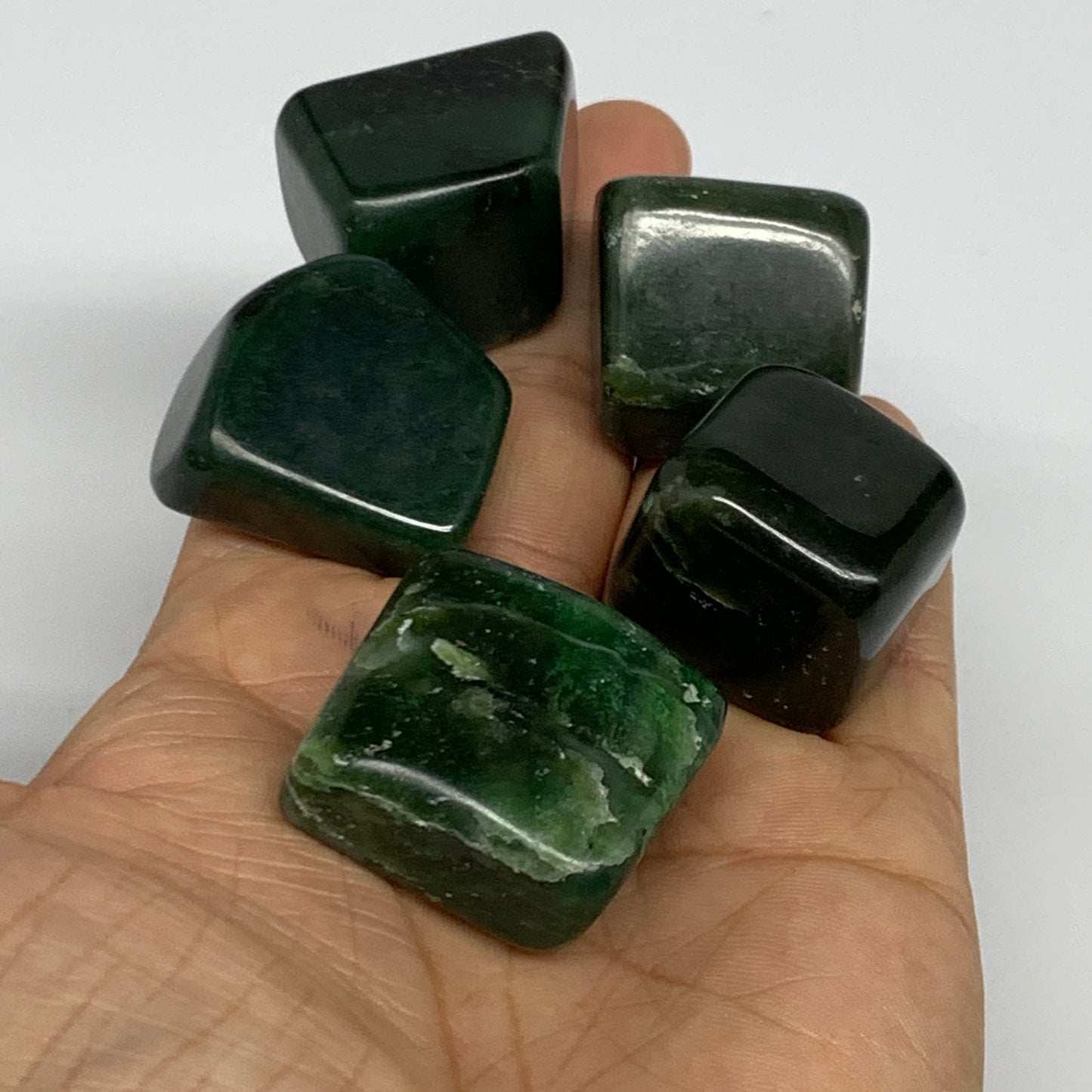 166g, 1"-1.1", 5pcs, Natural Nephrite Jade Tumbled Stone @Afghanistan,B31886