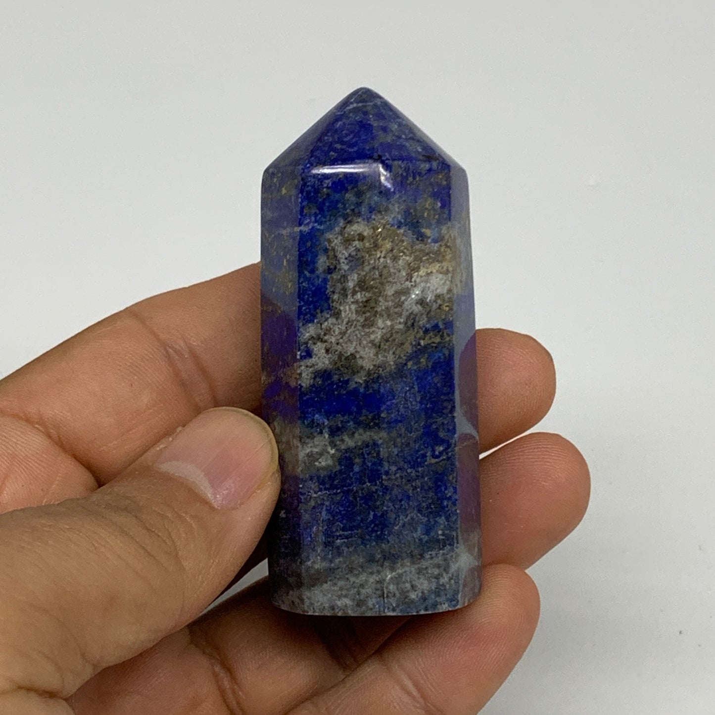 97.7g, 2.6"x1", Natural Lapis Lazuli Tower Point Obelisk Afghanistan,B30367