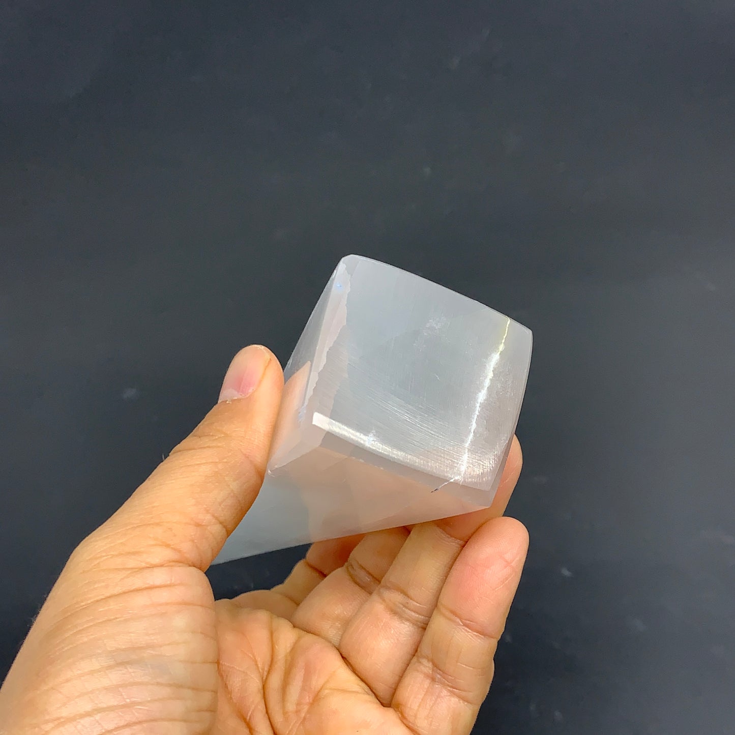 252.5g, 7.5"x1.5"x1.6" Selenite (Satin Spar) Crystal Crystal Tower Point,B35955