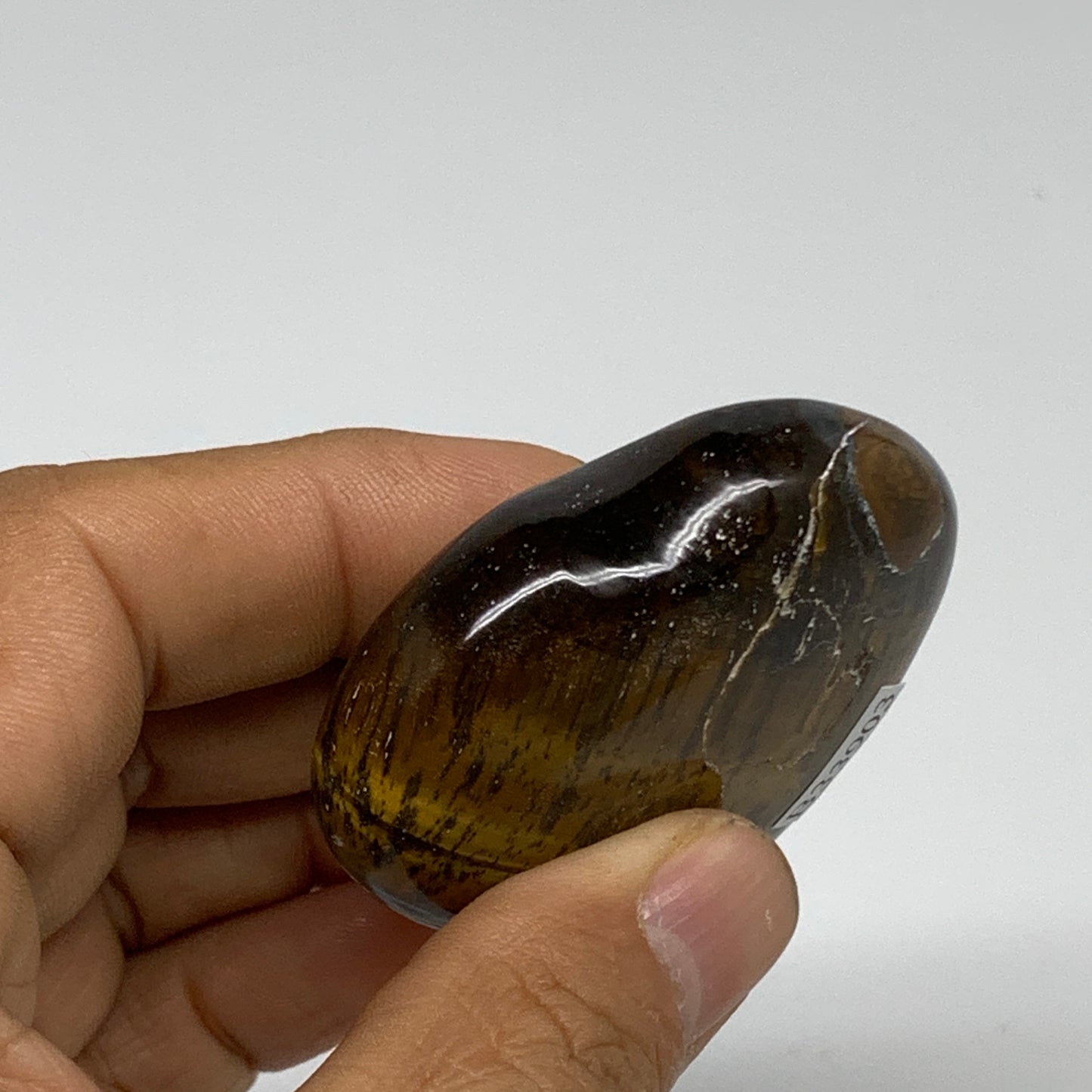 69.3g, 2"x2"x0.7", Tiger's Eye Heart Polished Healing Crystal @India, B33903