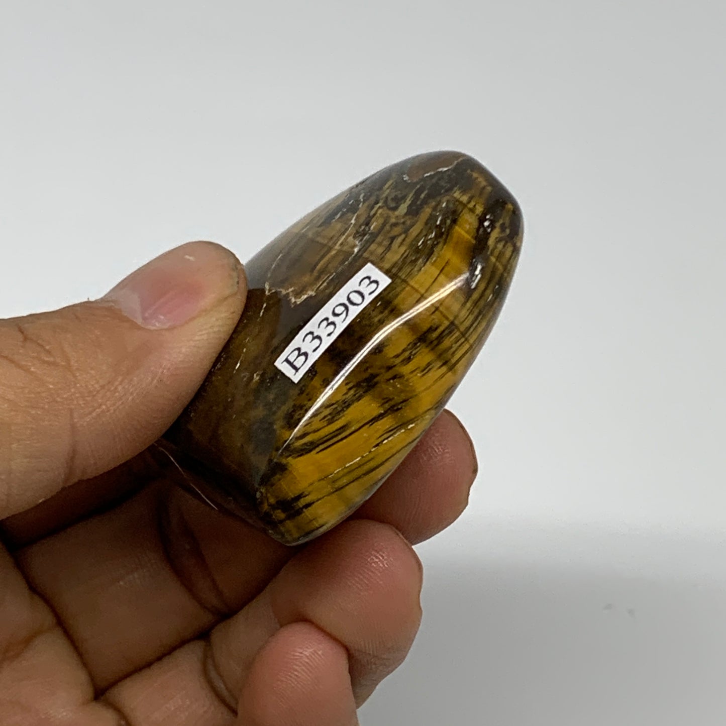 69.3g, 2"x2"x0.7", Tiger's Eye Heart Polished Healing Crystal @India, B33903