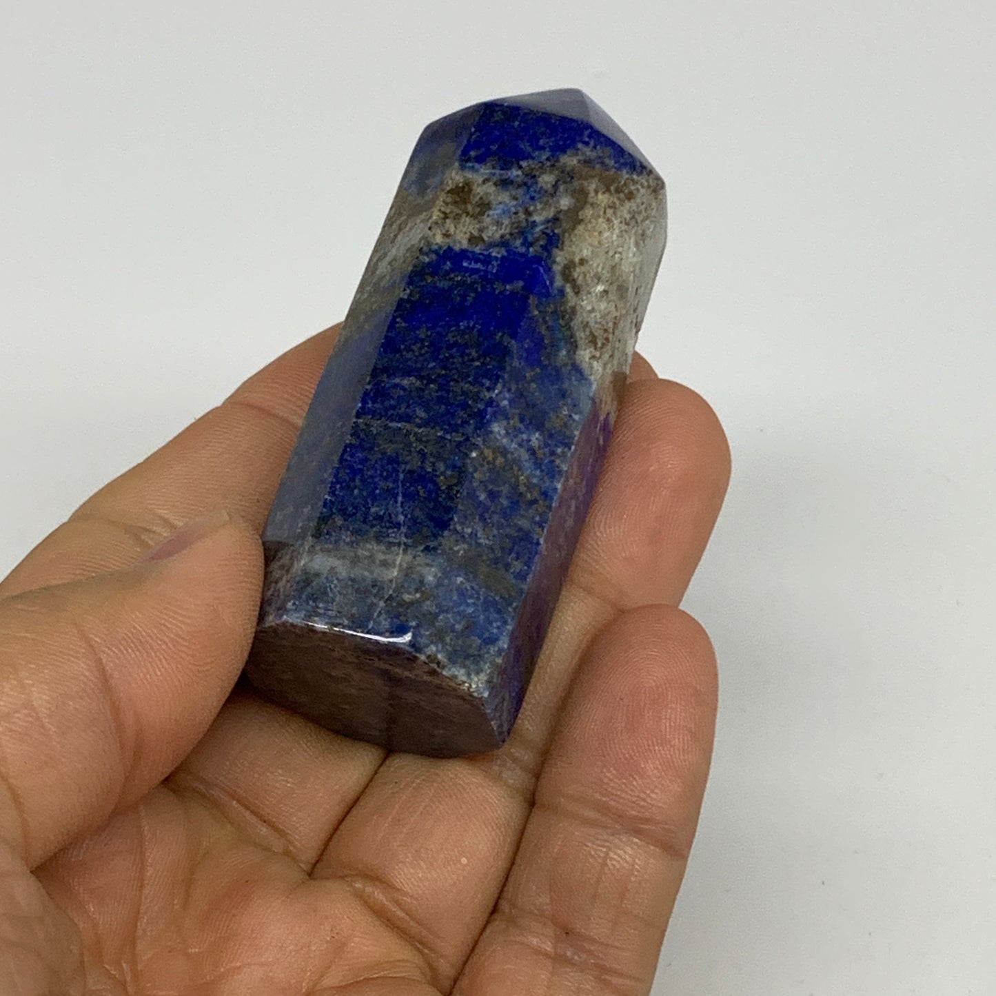 97.7g, 2.6"x1", Natural Lapis Lazuli Tower Point Obelisk Afghanistan,B30367