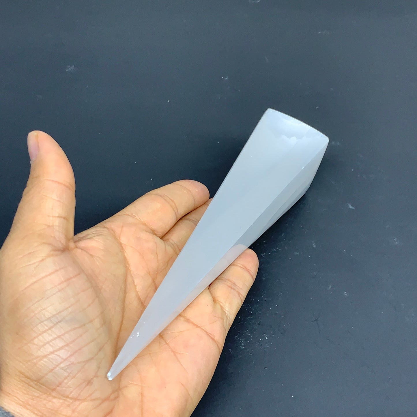 252.5g, 7.5"x1.5"x1.6" Selenite (Satin Spar) Crystal Crystal Tower Point,B35955