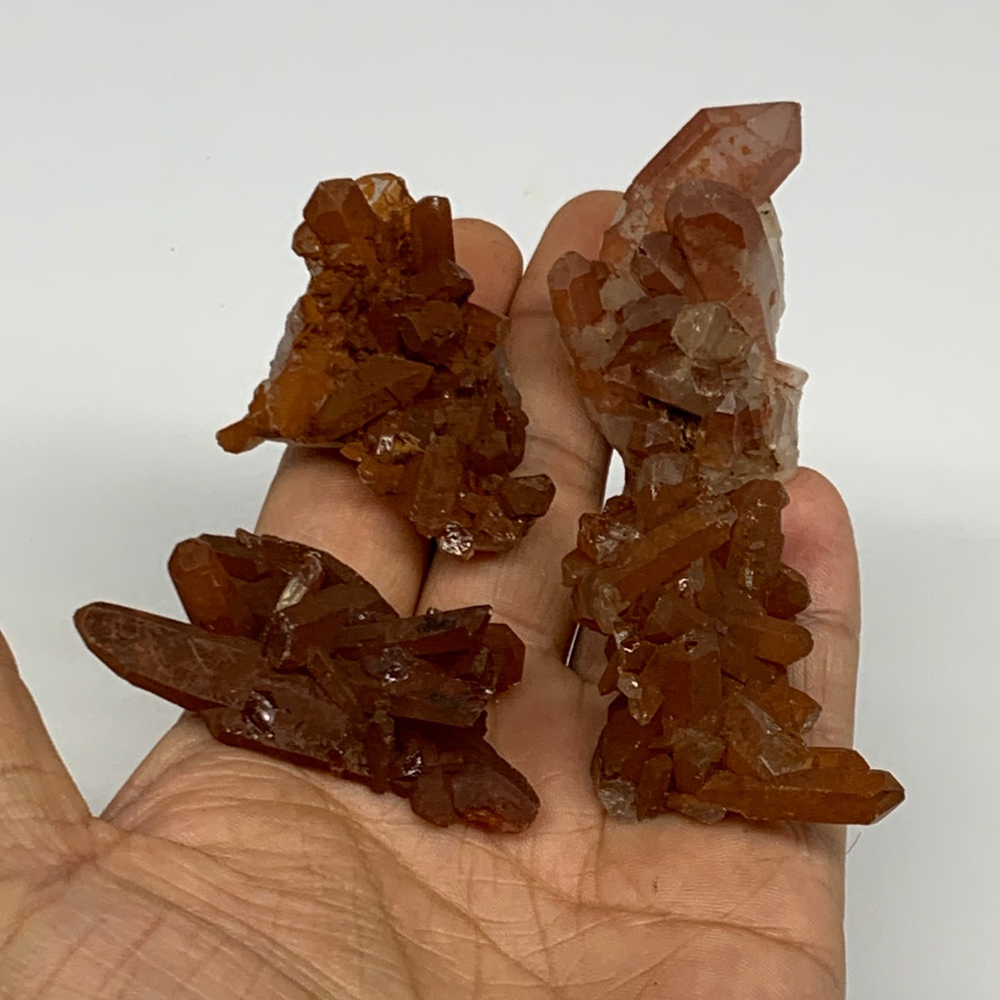105.1g, 1.5"-2.1", 4pcs, Orange Quartz Cluster Crystal Terminated @Brazil, B2888