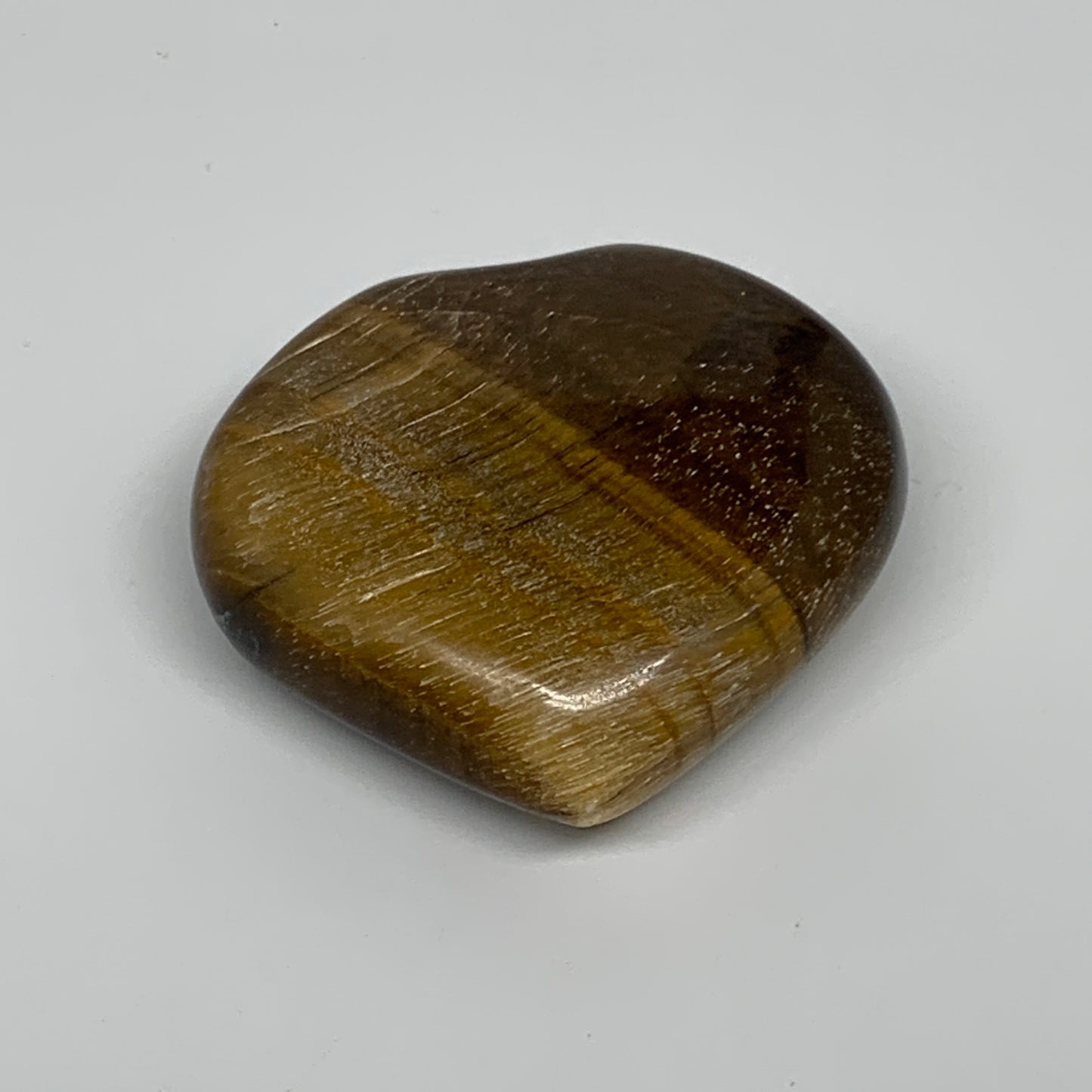 68.6g, 1.9"x2.1"x0.7", Tiger's Eye Heart Polished Healing Crystal @India, B33904