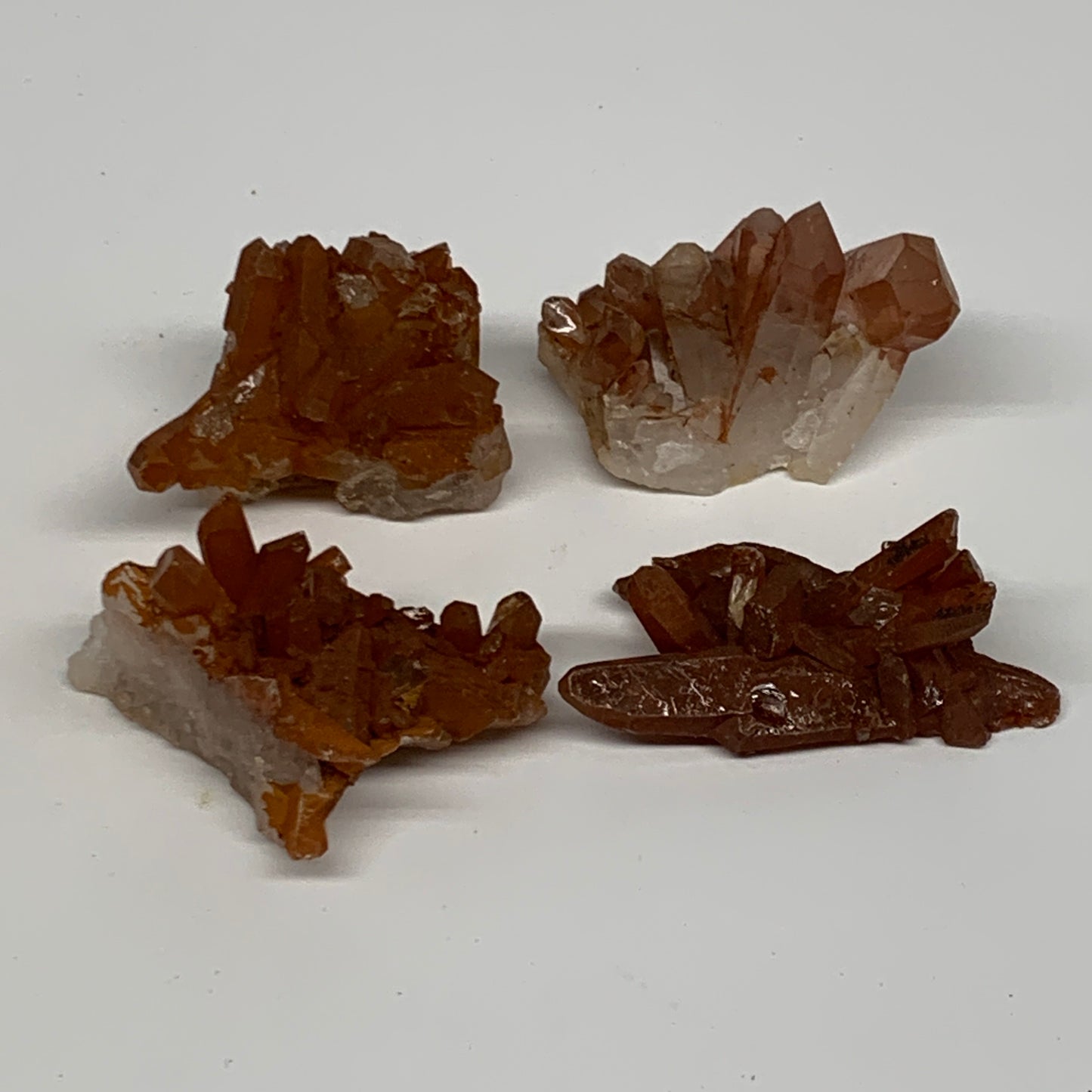 105.1g, 1.5"-2.1", 4pcs, Orange Quartz Cluster Crystal Terminated @Brazil, B2888