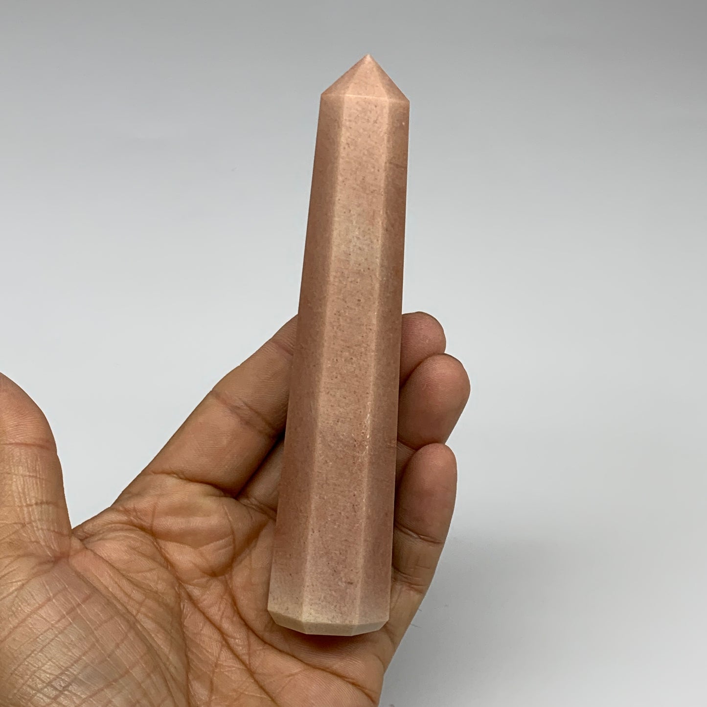 159.5g, 5.1"x1.1"x1.1" Red Aventurine Tower Obelisk Point Crystal @India,B31099