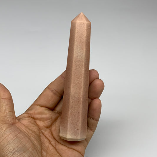 159.5g, 5.1"x1.1"x1.1" Red Aventurine Tower Obelisk Point Crystal @India,B31099