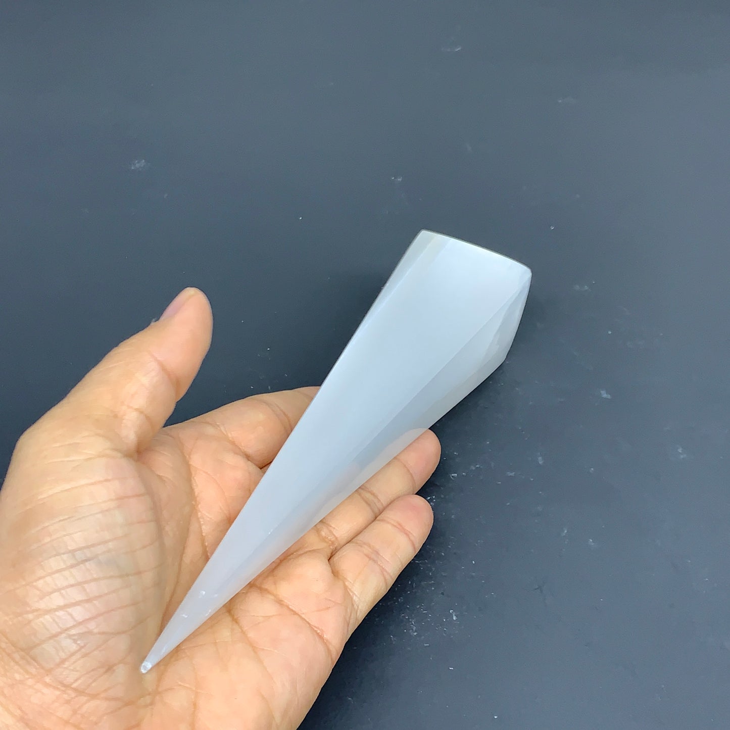 252.5g, 7.5"x1.5"x1.6" Selenite (Satin Spar) Crystal Crystal Tower Point,B35955