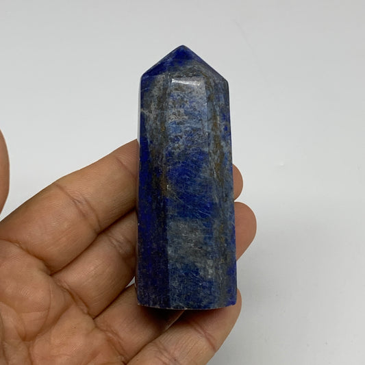 125.3g, 2.9"x1.1", Natural Lapis Lazuli Tower Point Obelisk Afghanistan,B30368