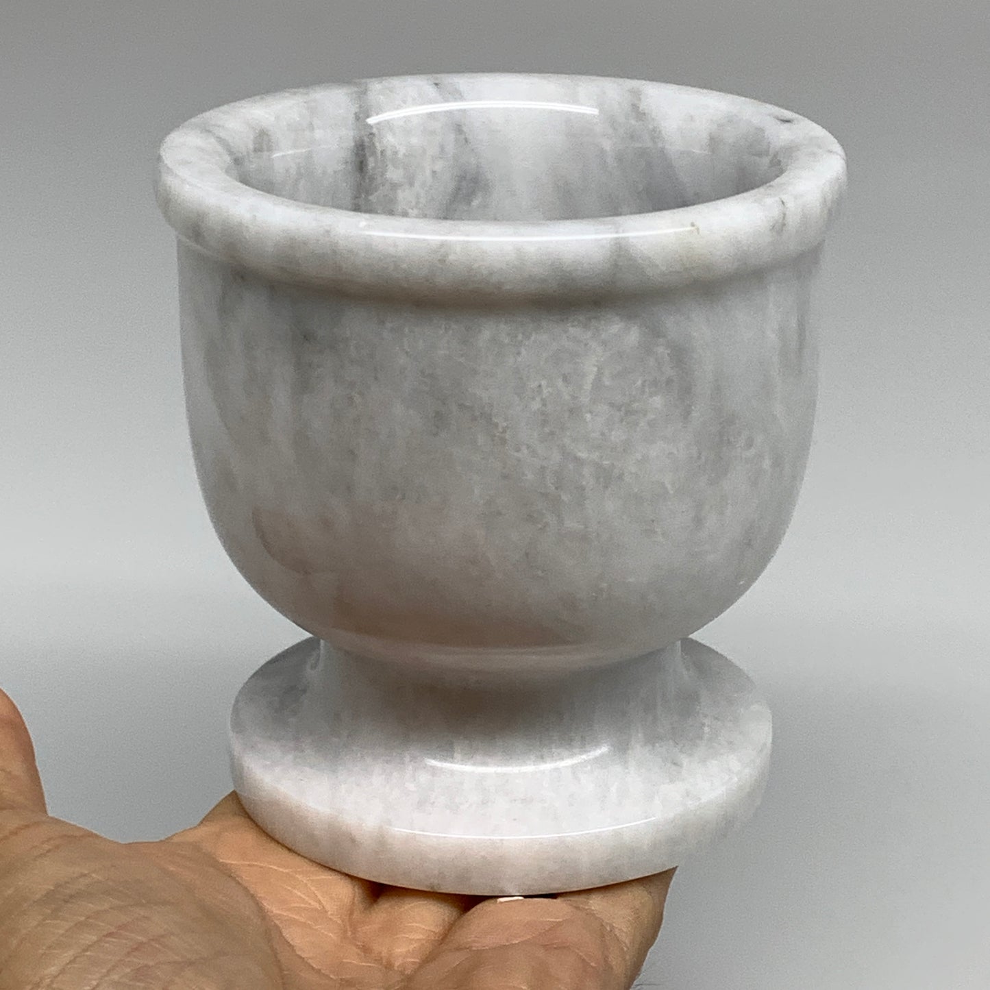 2.44 lbs,  4"x3.9", Natural Marble Crystal Pestle and Mortar Handmade, B32524