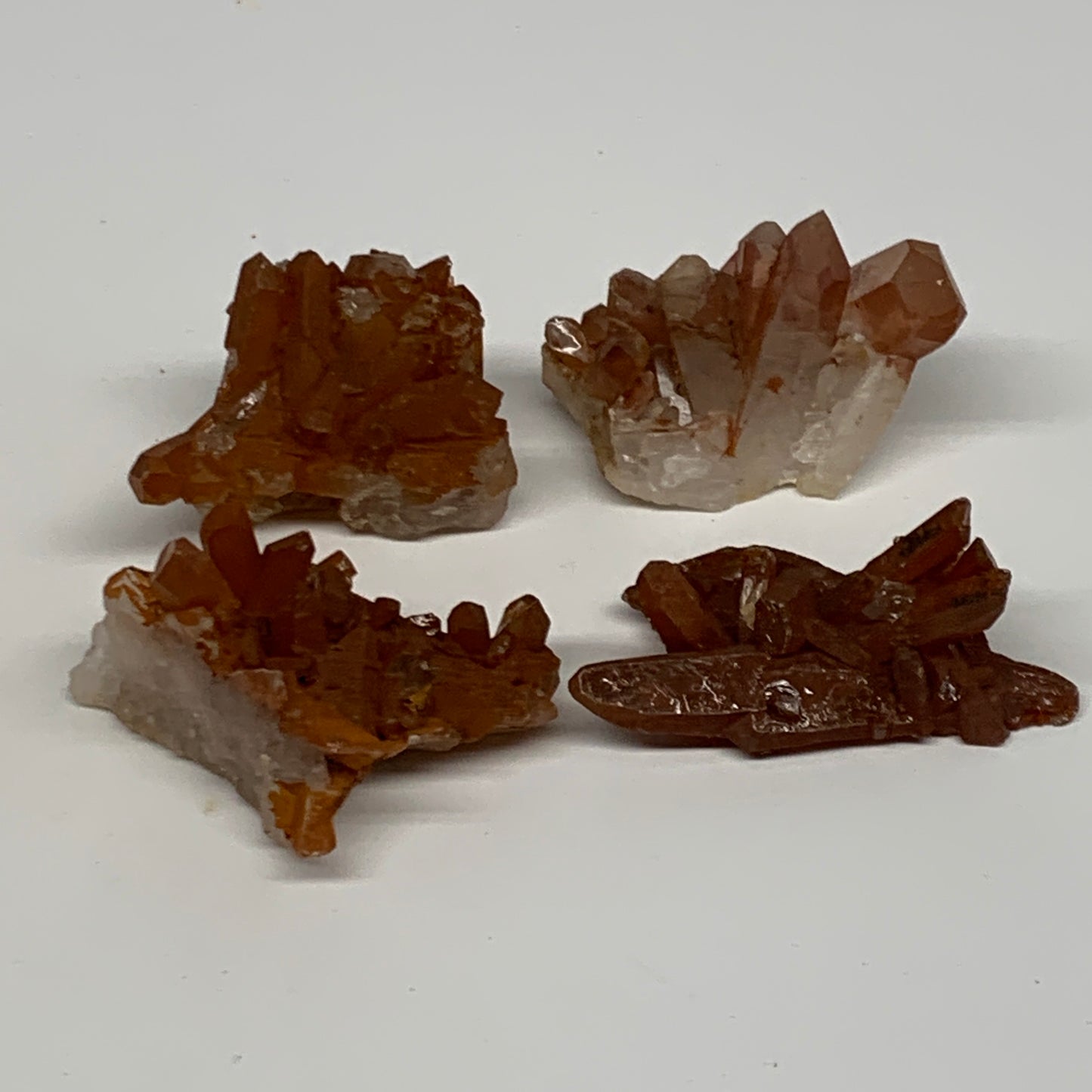 105.1g, 1.5"-2.1", 4pcs, Orange Quartz Cluster Crystal Terminated @Brazil, B2888