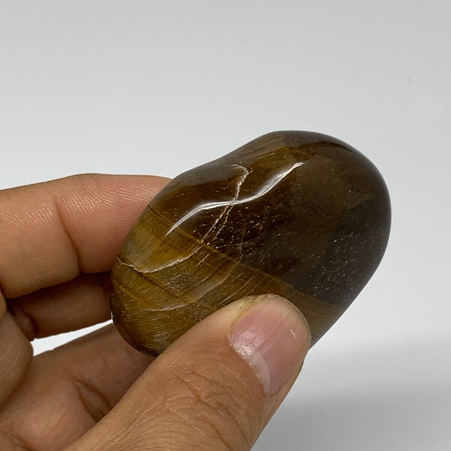 68.6g, 1.9"x2.1"x0.7", Tiger's Eye Heart Polished Healing Crystal @India, B33904