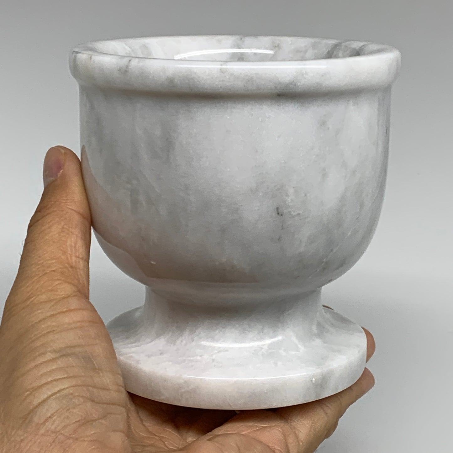 2.44 lbs,  4"x3.9", Natural Marble Crystal Pestle and Mortar Handmade, B32524