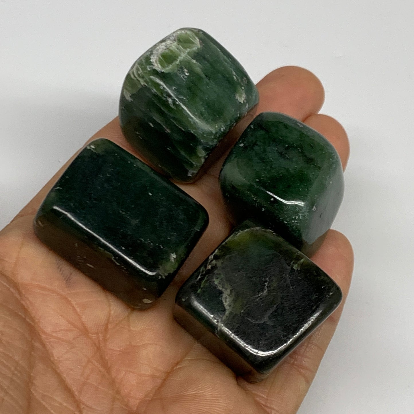 134.7g, 0.9"-1.2", 4pcs, Natural Nephrite Jade Tumbled Stone @Afghanistan,B31887
