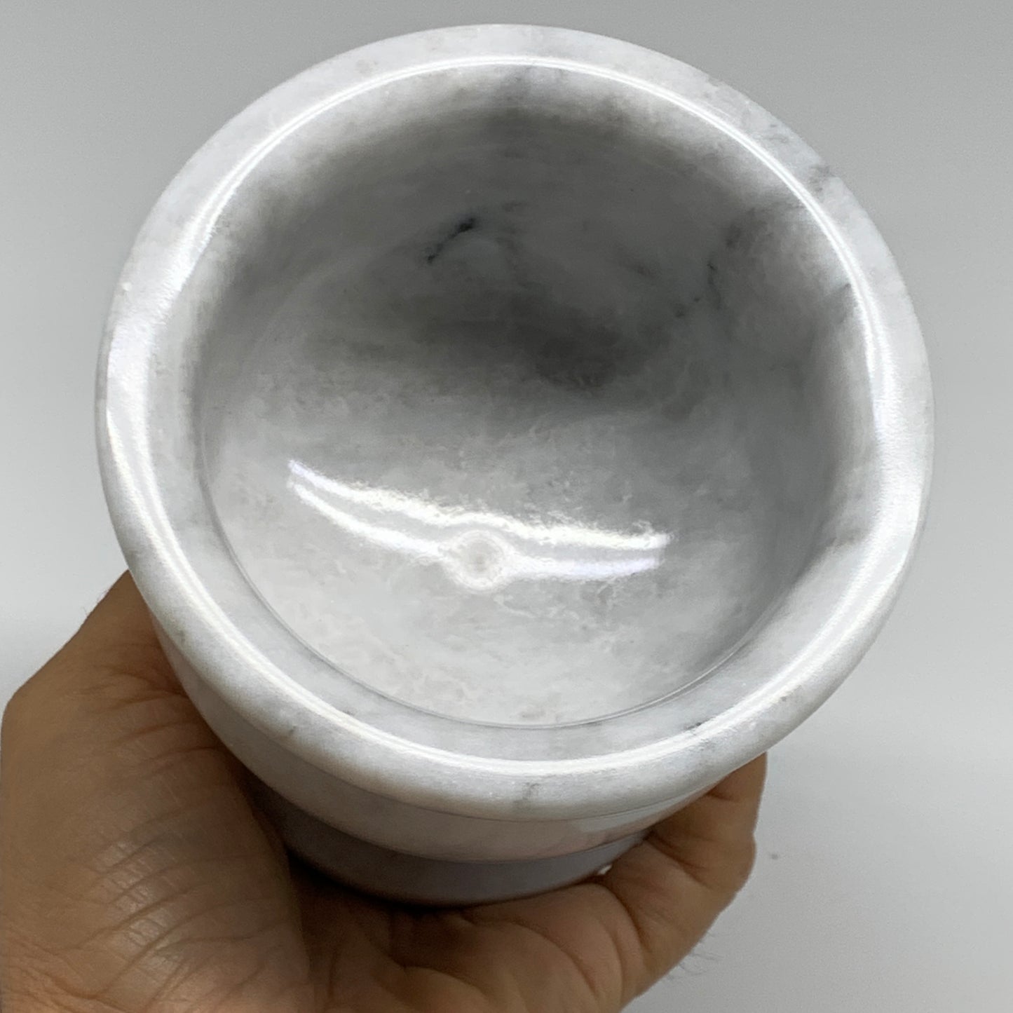 2.44 lbs,  4"x3.9", Natural Marble Crystal Pestle and Mortar Handmade, B32524