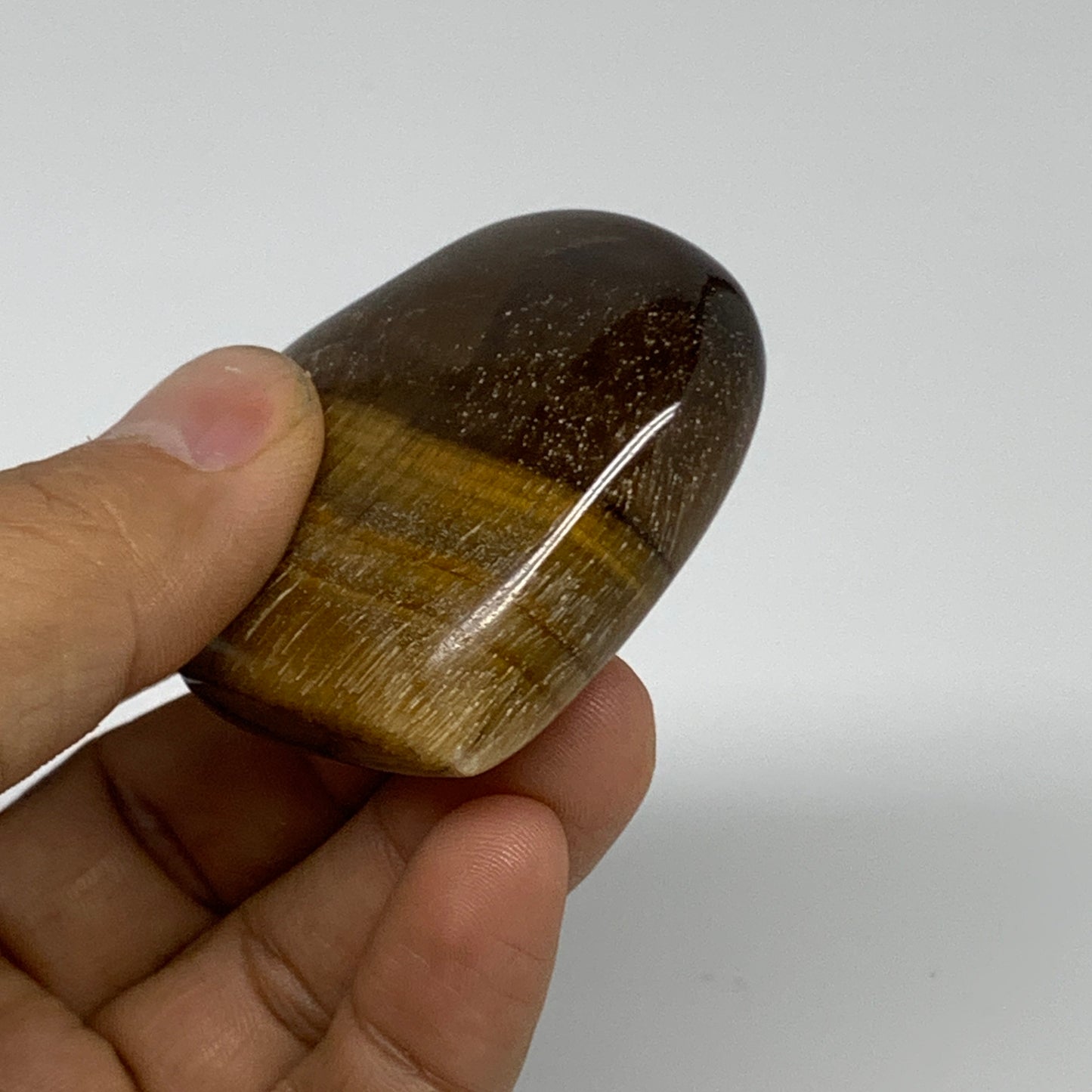 68.6g, 1.9"x2.1"x0.7", Tiger's Eye Heart Polished Healing Crystal @India, B33904