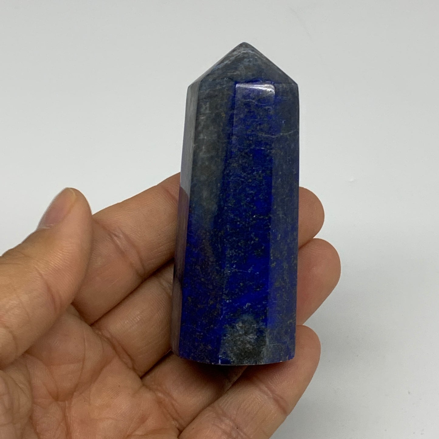 125.3g, 2.9"x1.1", Natural Lapis Lazuli Tower Point Obelisk Afghanistan,B30368