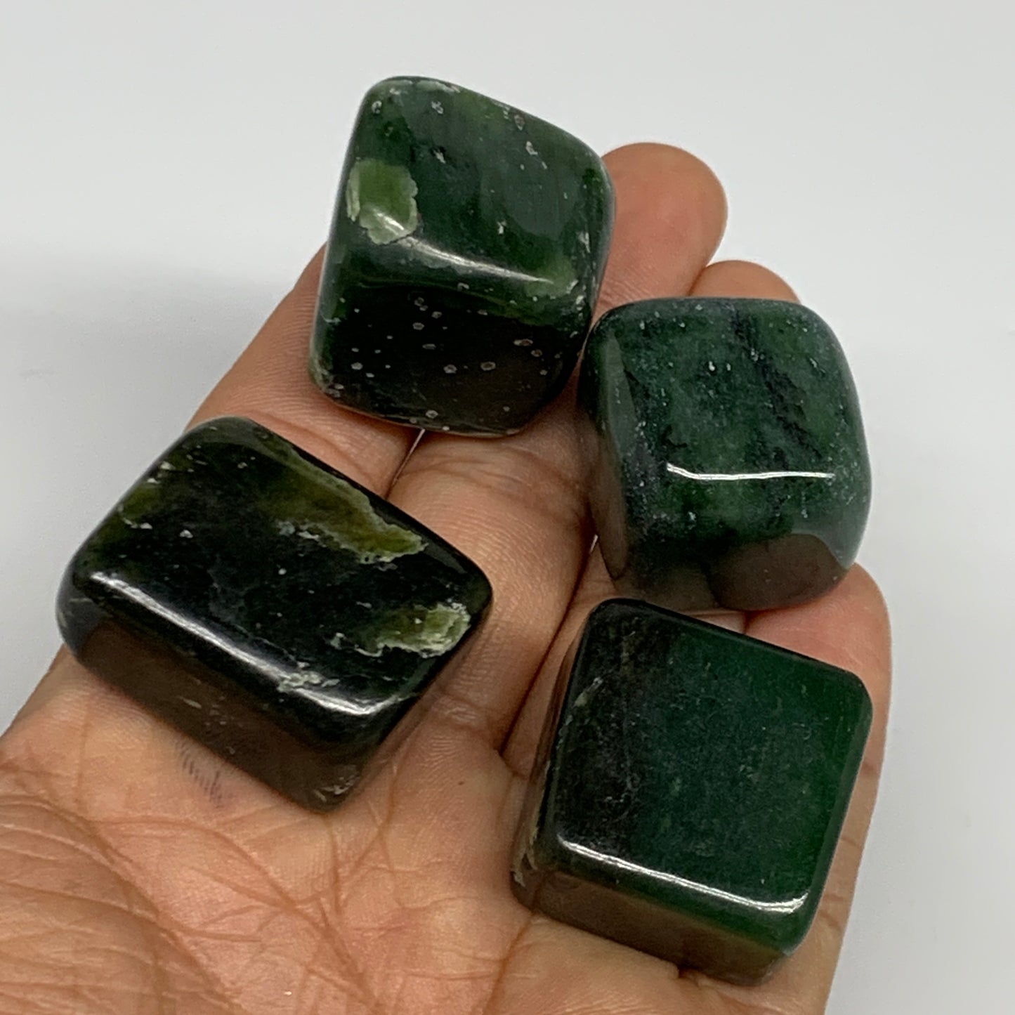 134.7g, 0.9"-1.2", 4pcs, Natural Nephrite Jade Tumbled Stone @Afghanistan,B31887