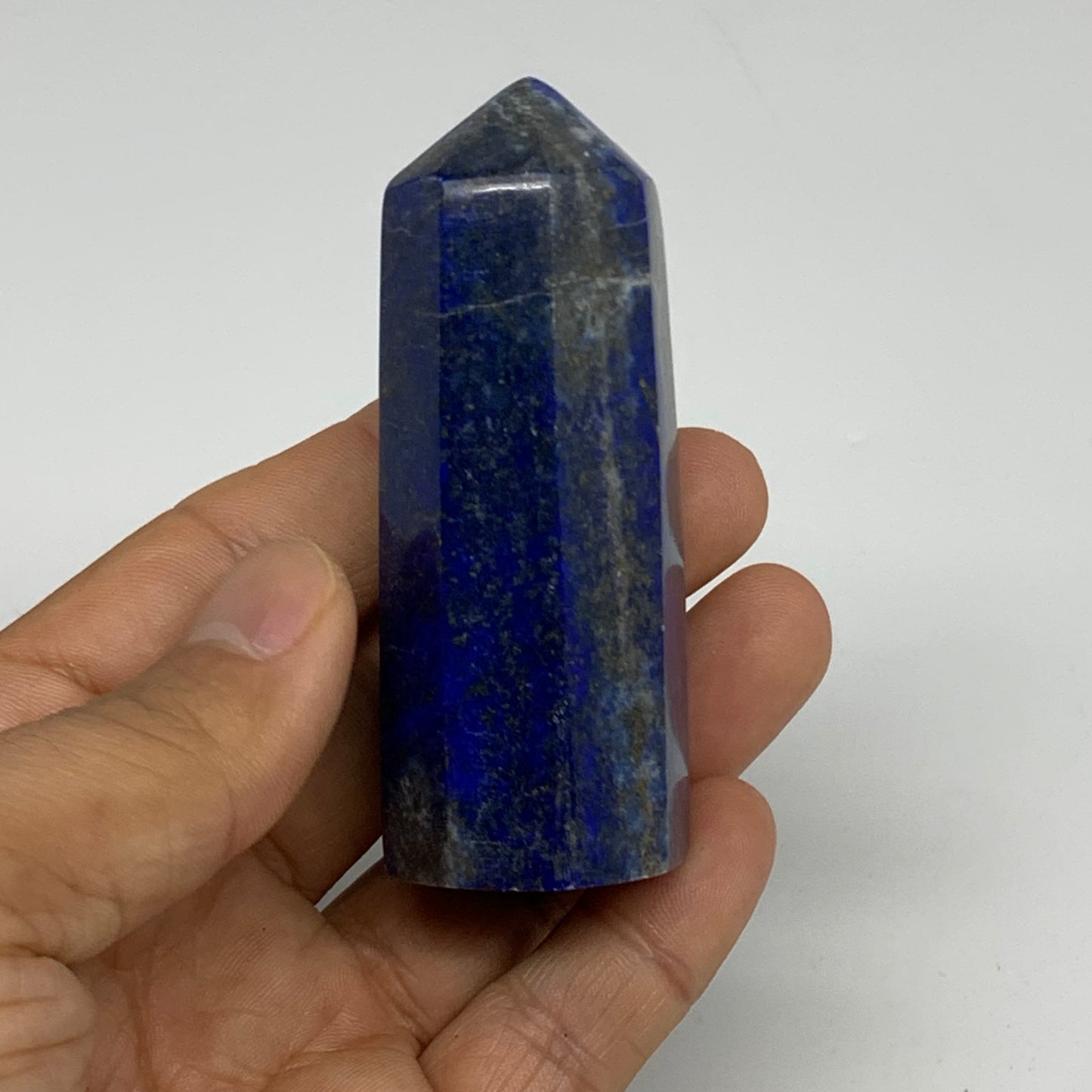 125.3g, 2.9"x1.1", Natural Lapis Lazuli Tower Point Obelisk Afghanistan,B30368