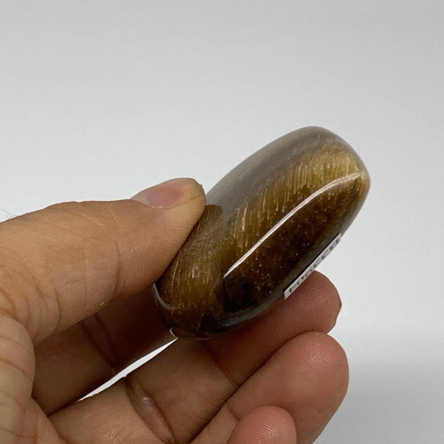 68.6g, 1.9"x2.1"x0.7", Tiger's Eye Heart Polished Healing Crystal @India, B33904