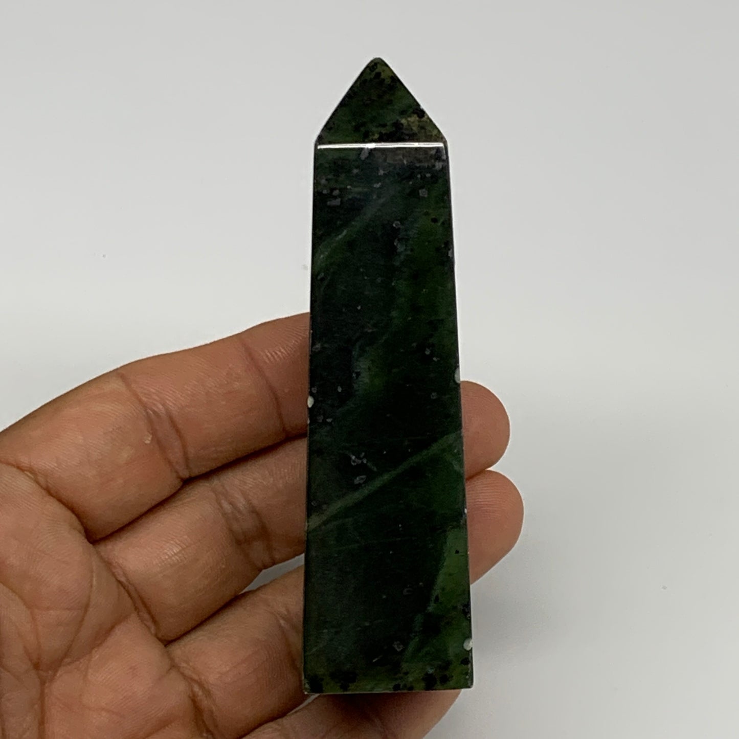 111.1g, 3.5"x1.1"x1", Serpentine Point Tower Obelisk Crystal @Pakistan, B29617