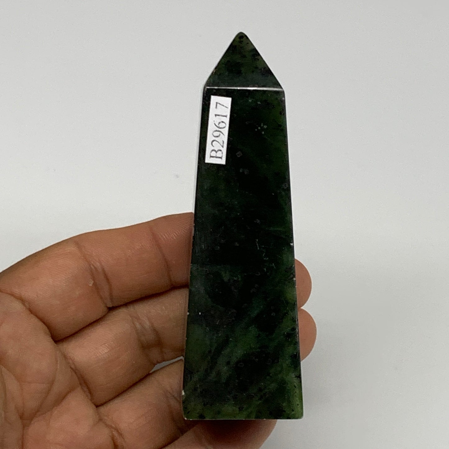 111.1g, 3.5"x1.1"x1", Serpentine Point Tower Obelisk Crystal @Pakistan, B29617