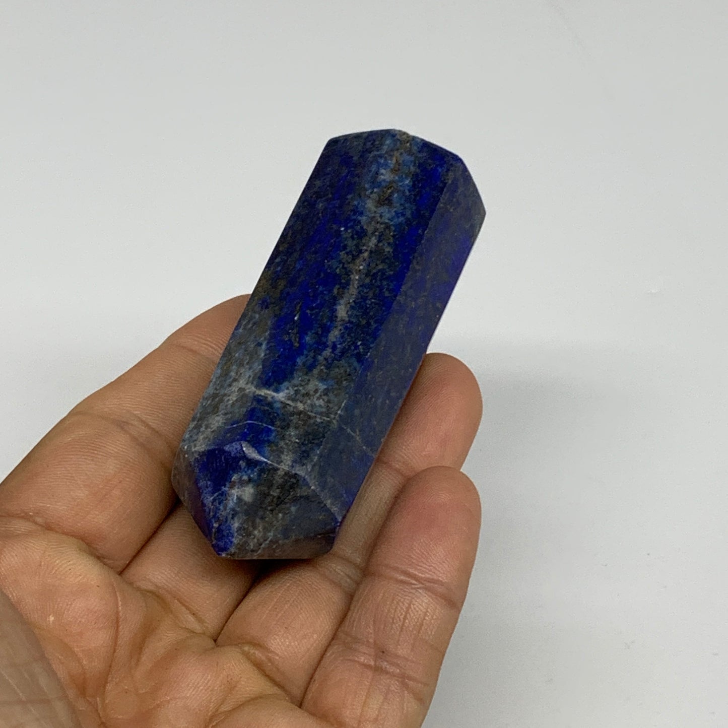 125.3g, 2.9"x1.1", Natural Lapis Lazuli Tower Point Obelisk Afghanistan,B30368