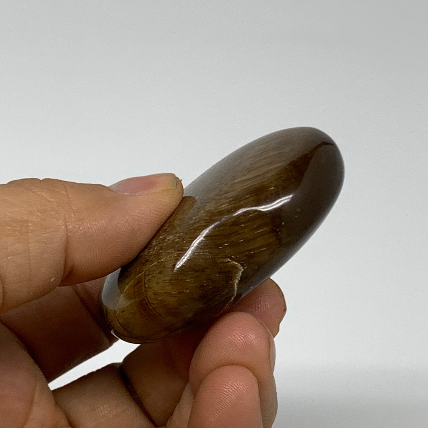 68.6g, 1.9"x2.1"x0.7", Tiger's Eye Heart Polished Healing Crystal @India, B33904