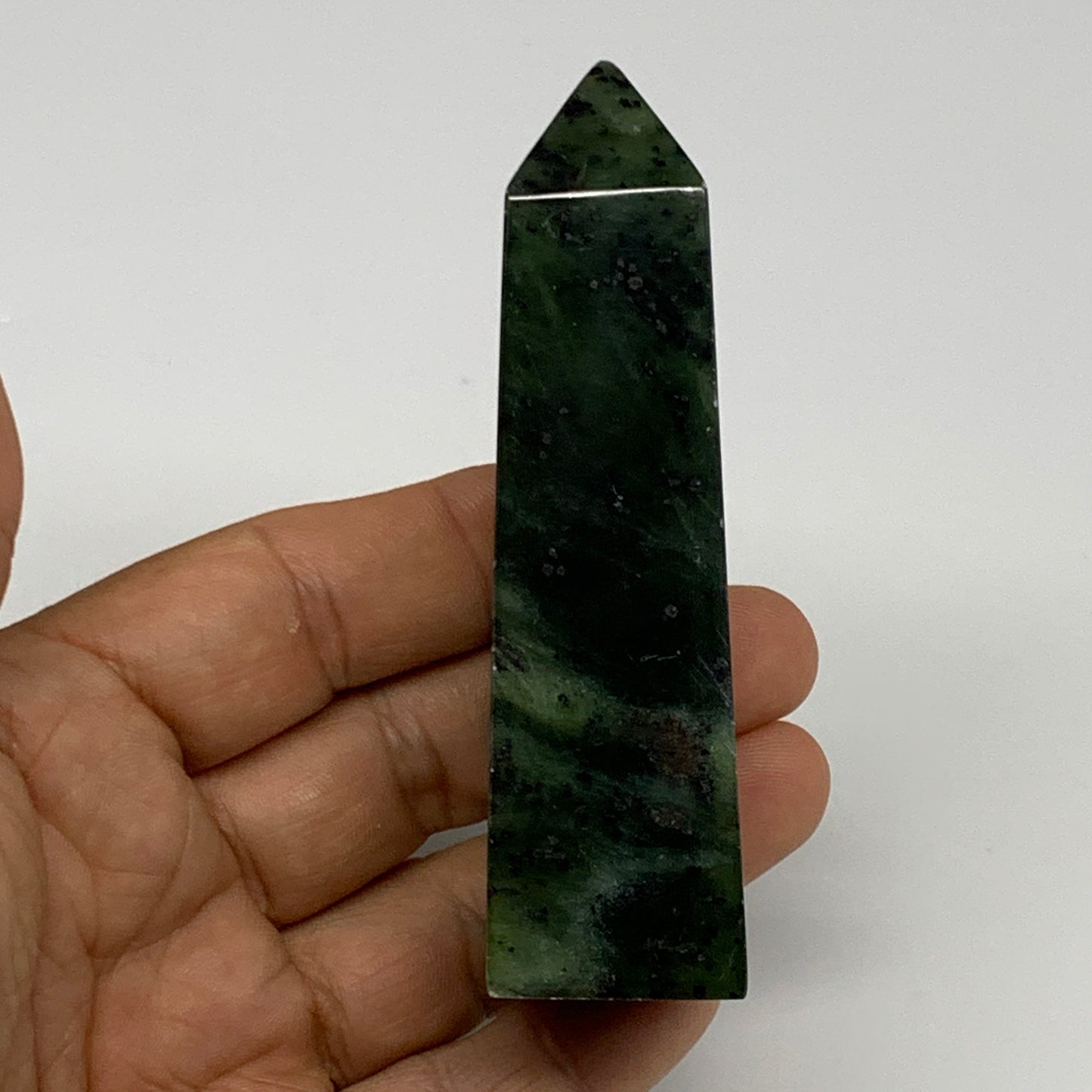 111.1g, 3.5"x1.1"x1", Serpentine Point Tower Obelisk Crystal @Pakistan, B29617