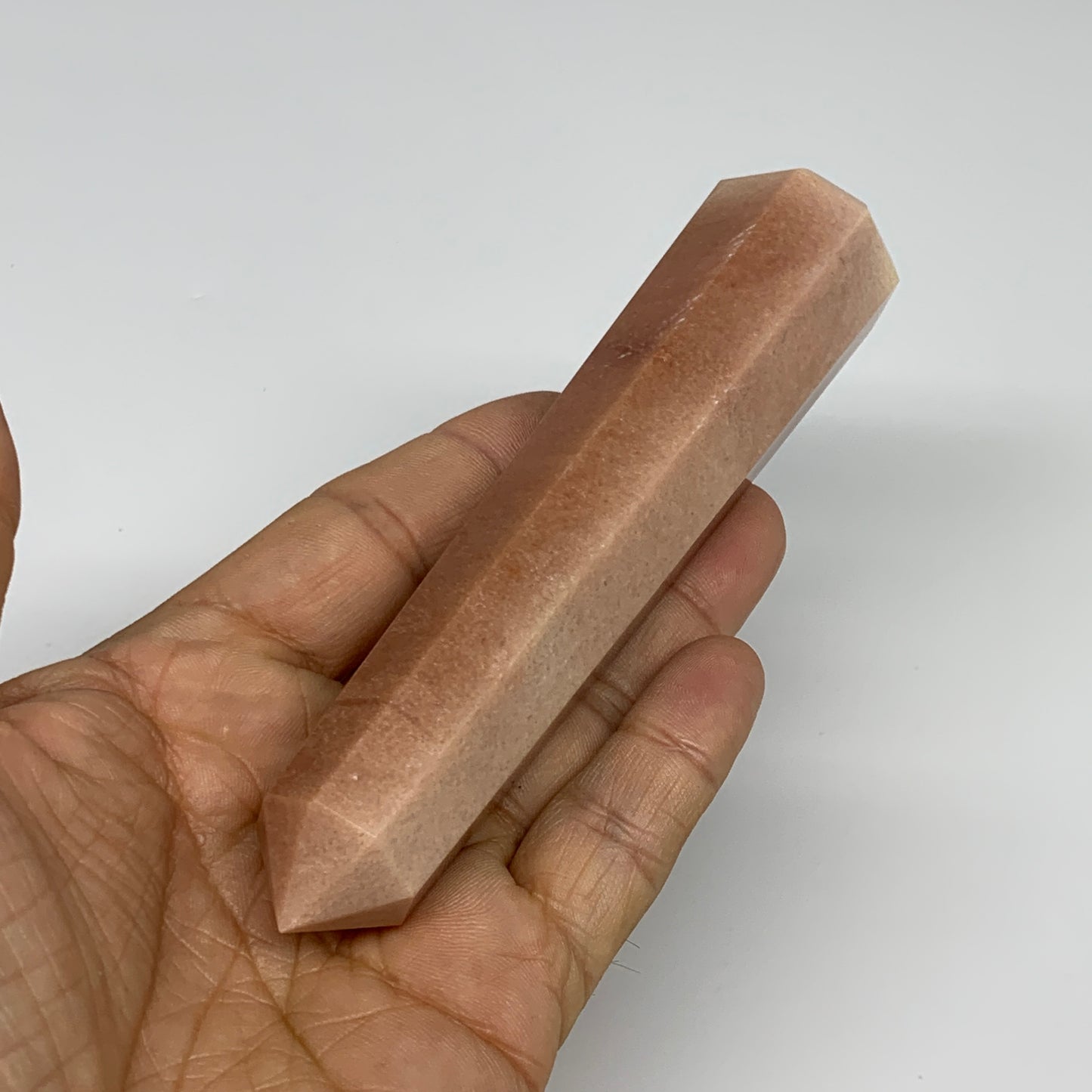 159.5g, 5.1"x1.1"x1.1" Red Aventurine Tower Obelisk Point Crystal @India,B31099