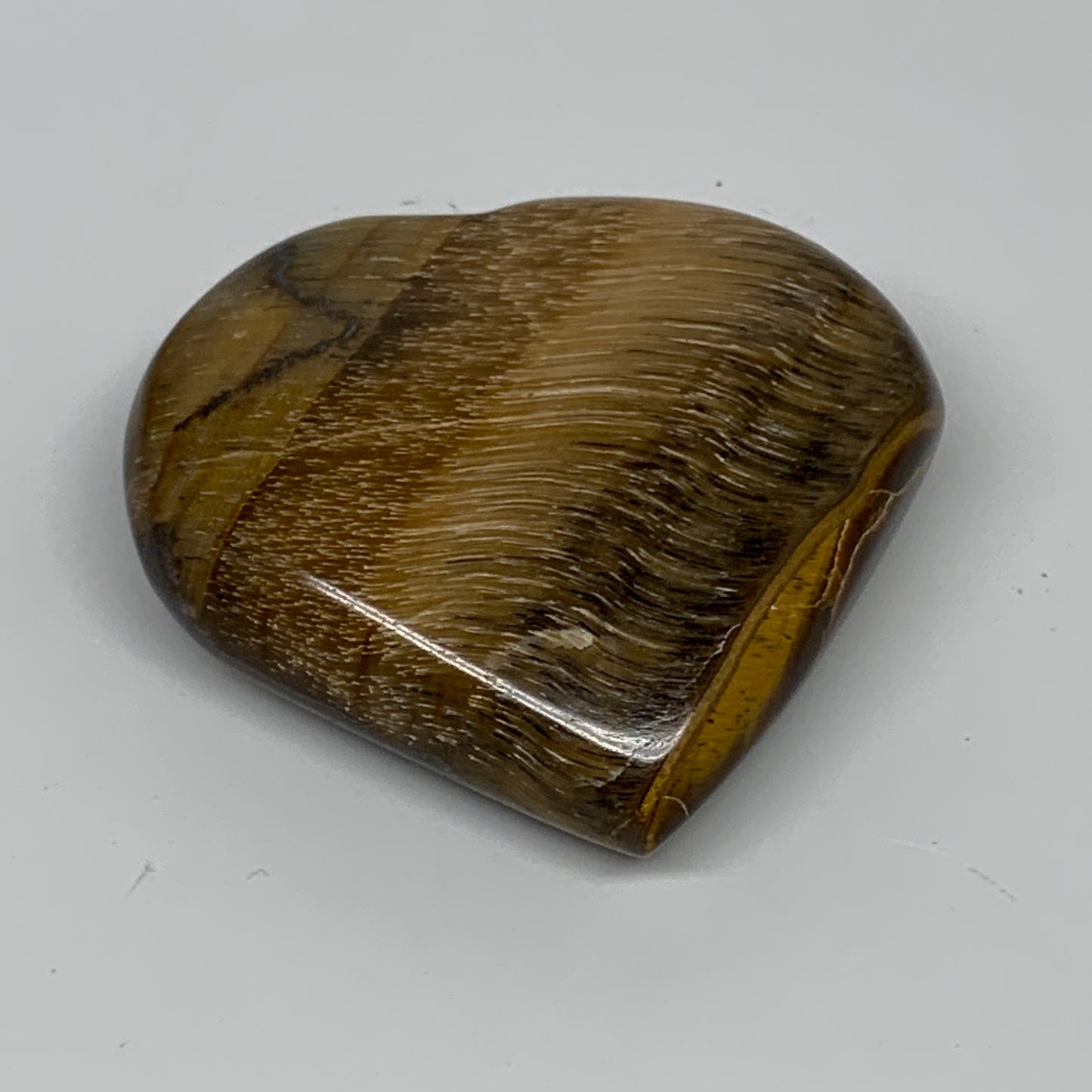 67.3g, 2"x2.2"x0.7", Tiger's Eye Heart Polished Healing Crystal @India, B33905